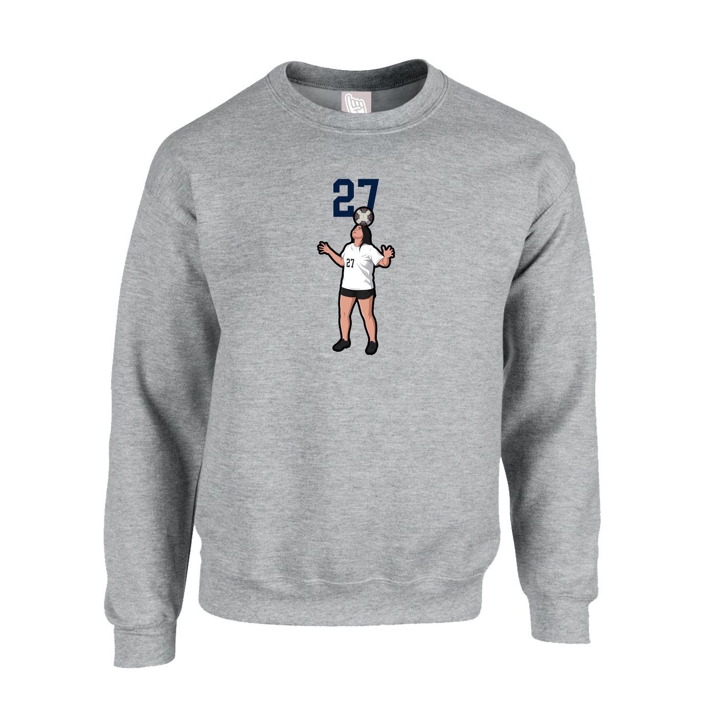 Fleece Crew — Number Top in Grey
