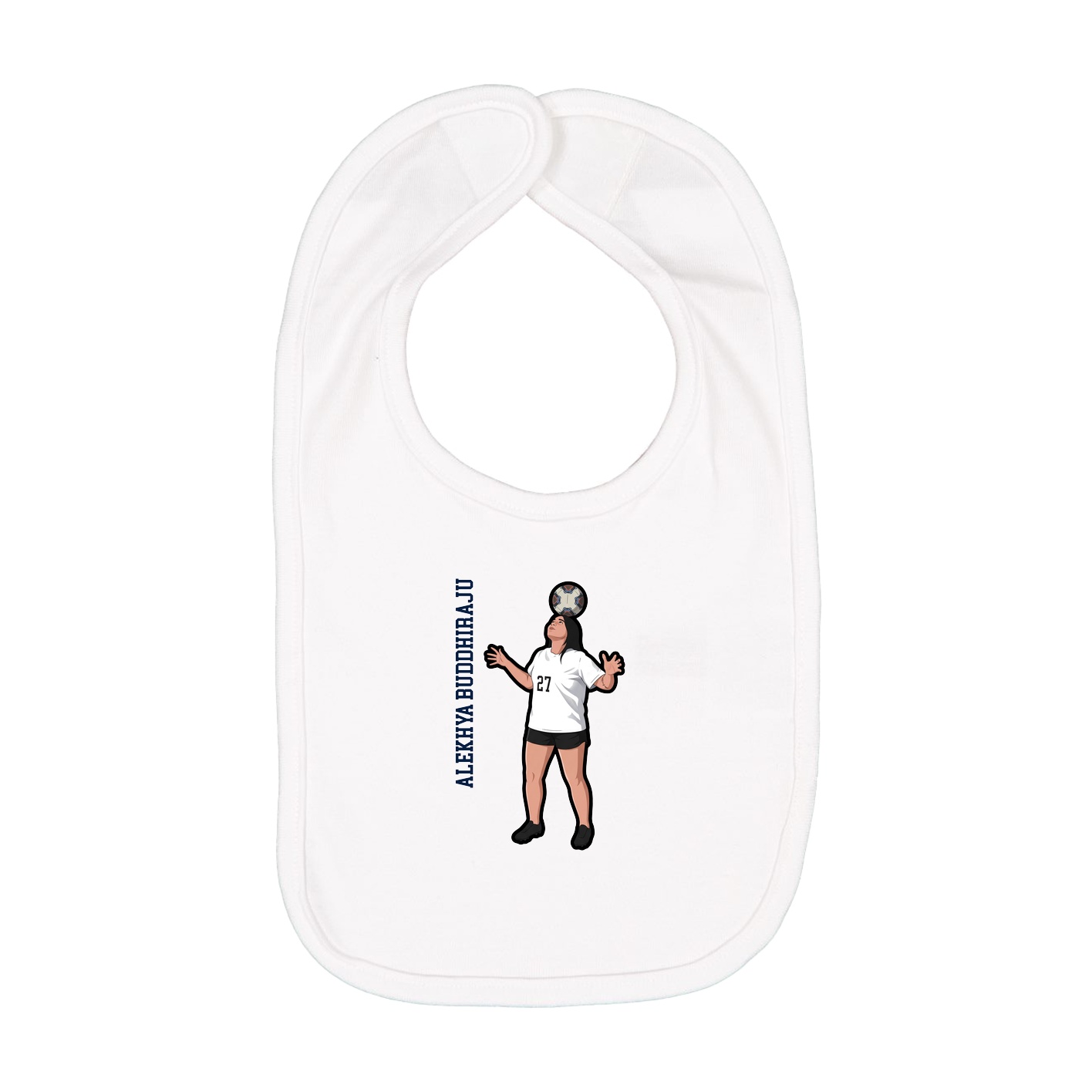Infant Bib — Name Vertical in White