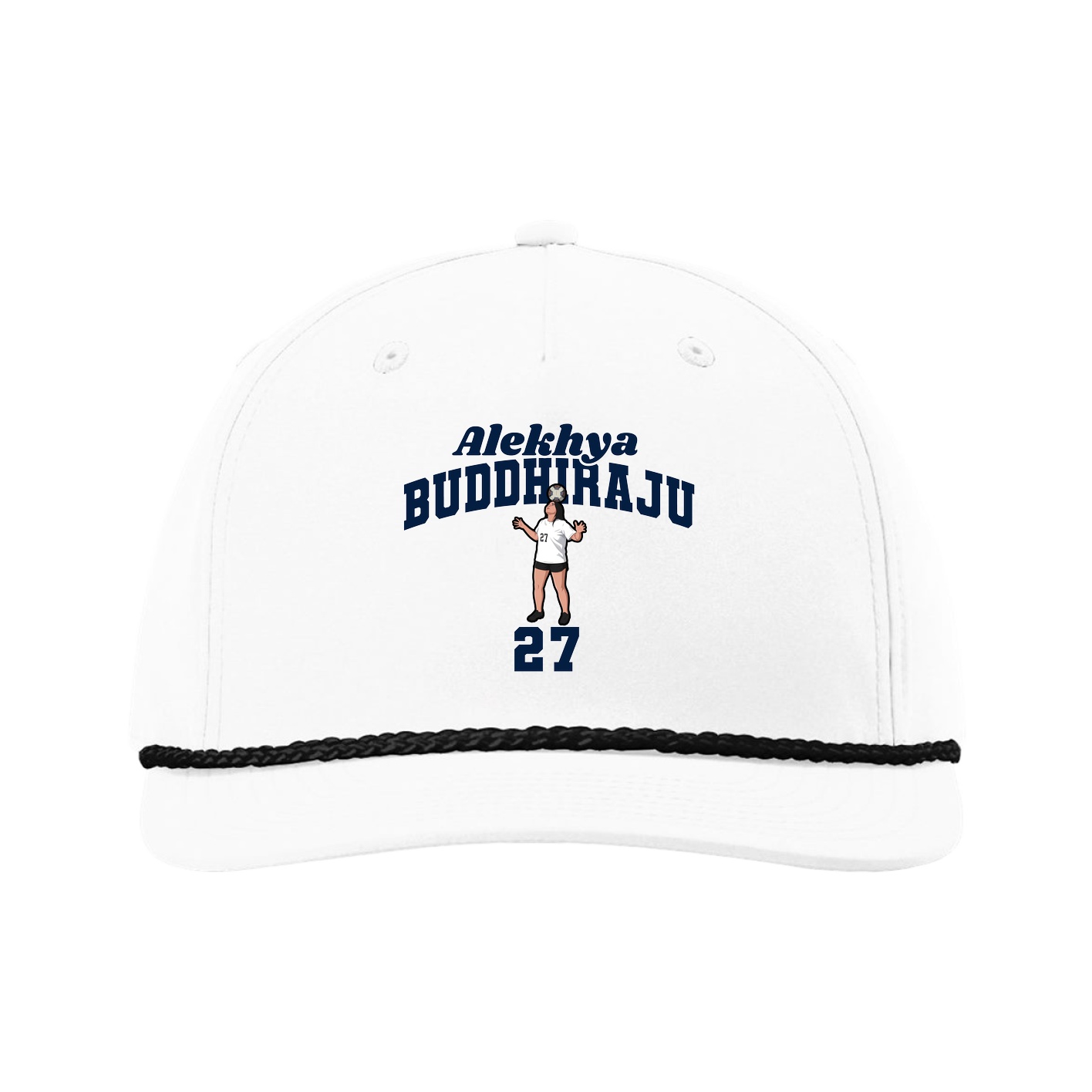 Five-Panel Classic Rope Cap — Signature Arch in White