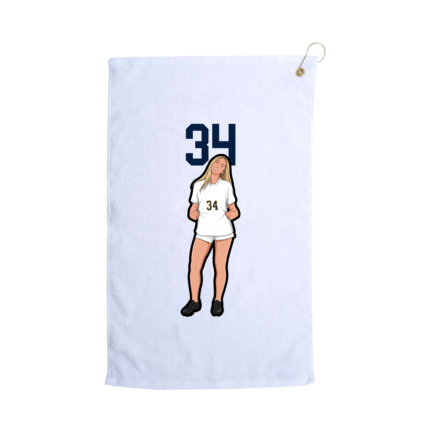 Golf Towel — Number Top in White
