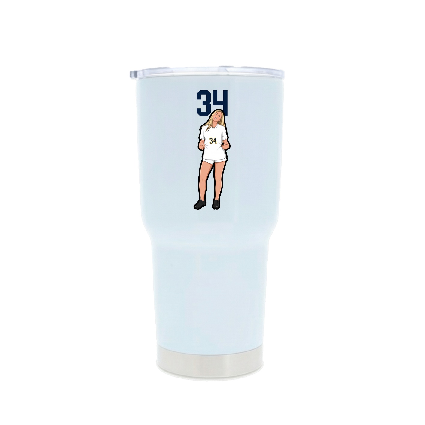 30oz Stainless Steel Tumbler — Number Top in White
