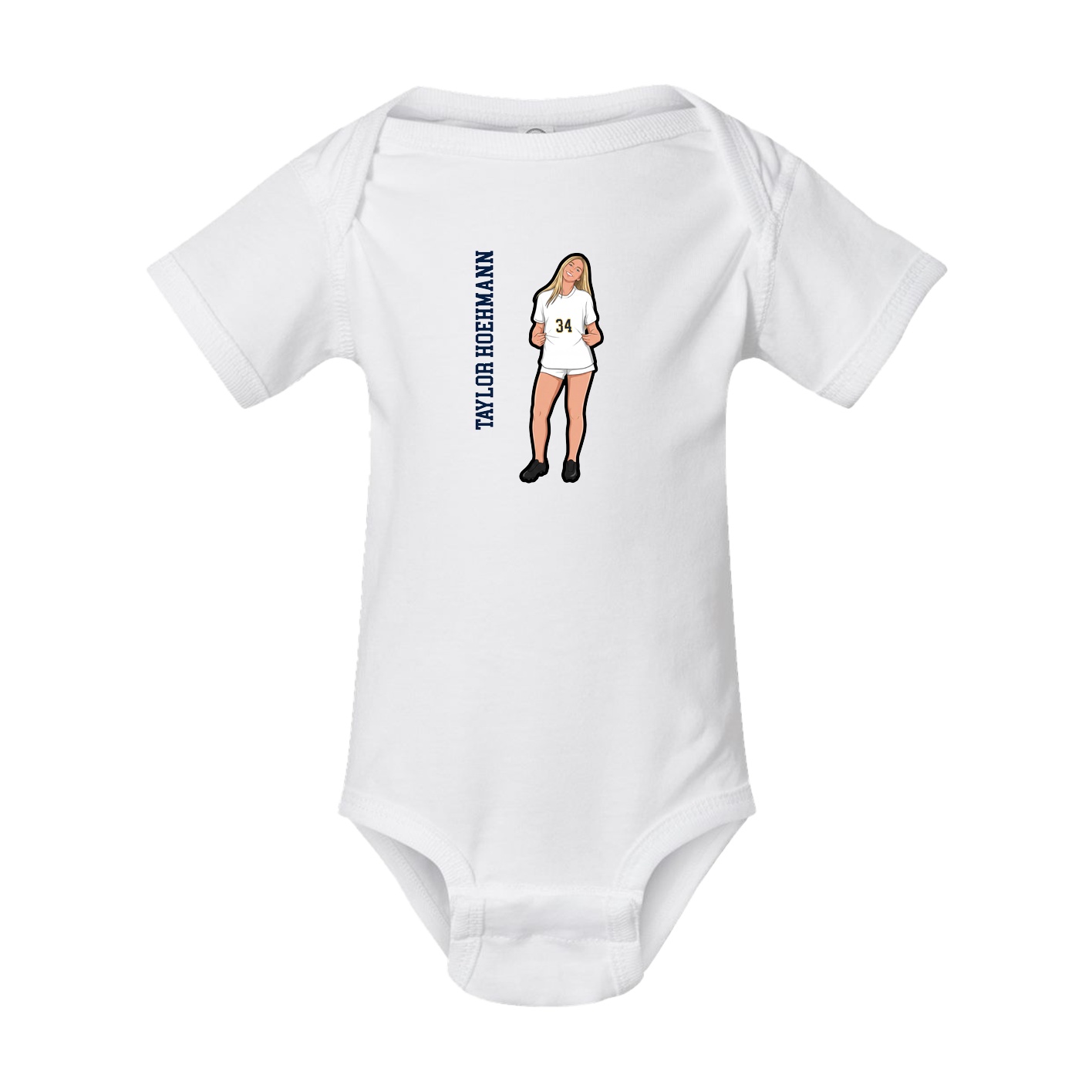 Baby Onesie — Name Vertical in White