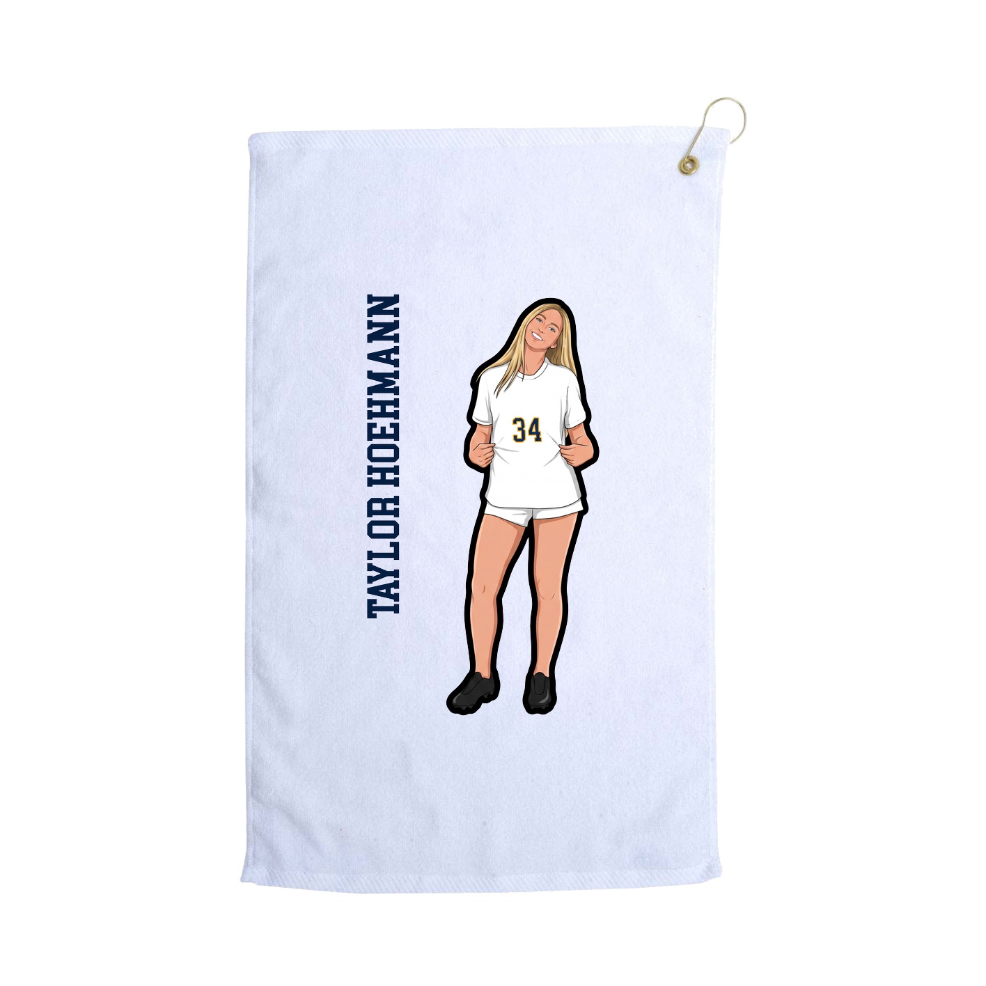 Golf Towel — Name Vertical in White