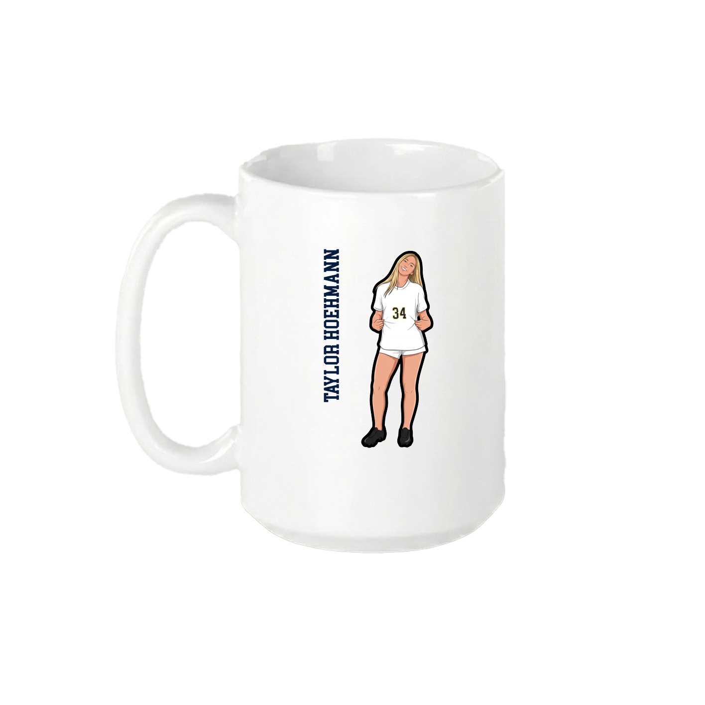 15oz Coffee Mug — Name Vertical in White