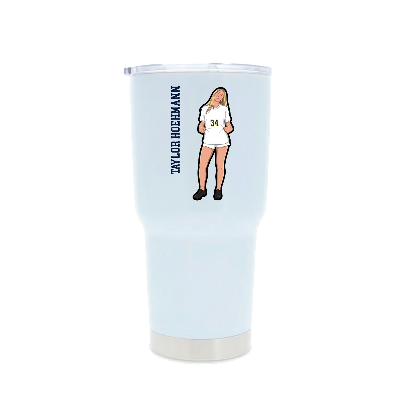 30oz Stainless Steel Tumbler — Name Vertical in White