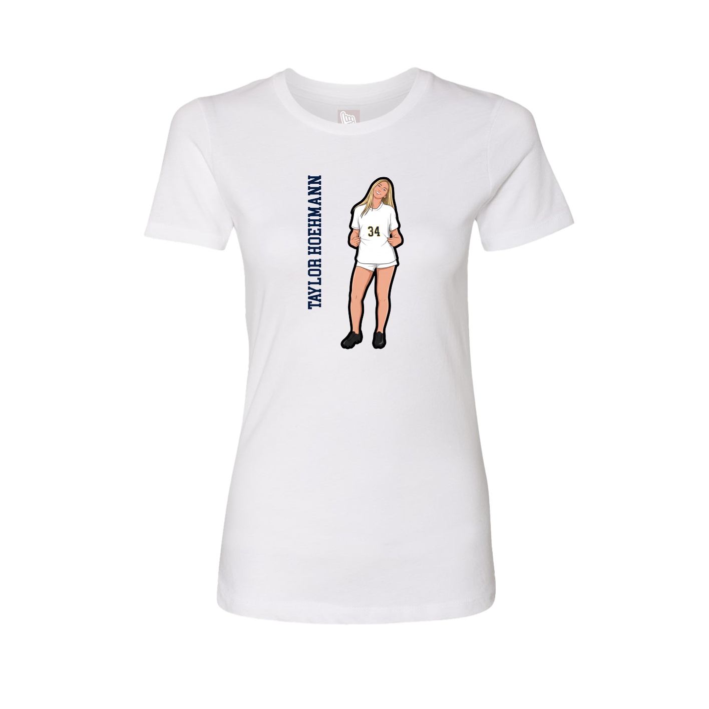 Fitted Women's Tee — Name Vertical in White