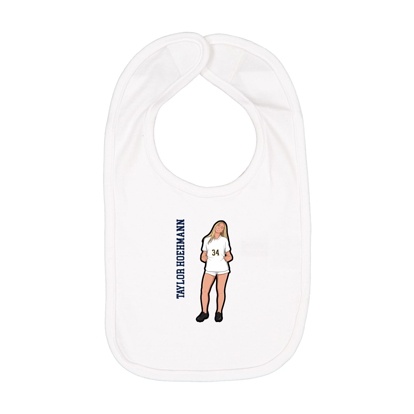 Infant Bib — Name Vertical in White