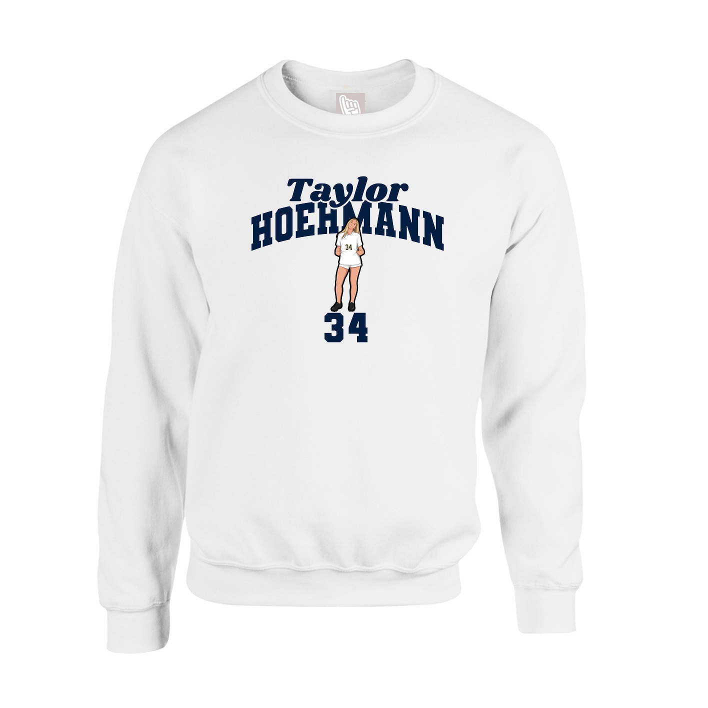 Fleece Crew — Signature Arch in White