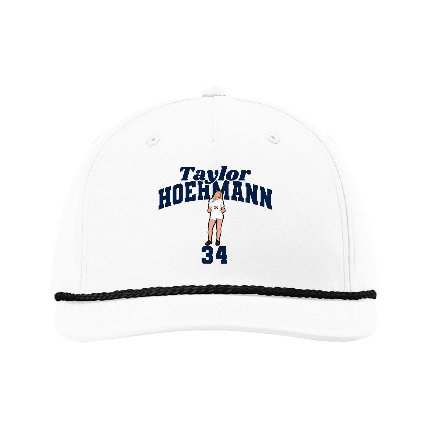 Five-Panel Classic Rope Cap — Signature Arch in White