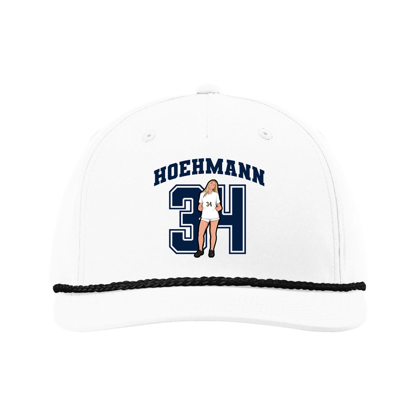 Five-Panel Classic Rope Cap — Number in White