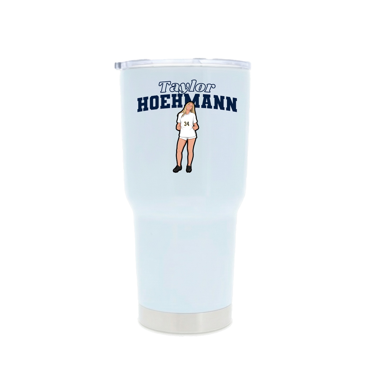 30oz Stainless Steel Tumbler — Name Arch in White