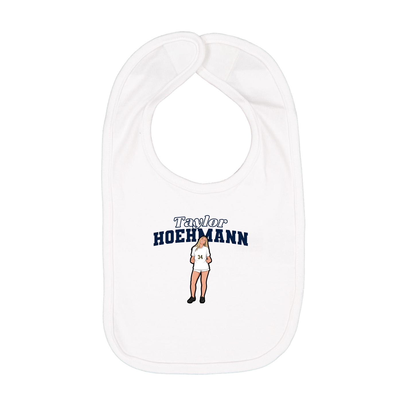 Infant Bib — Name Arch in White