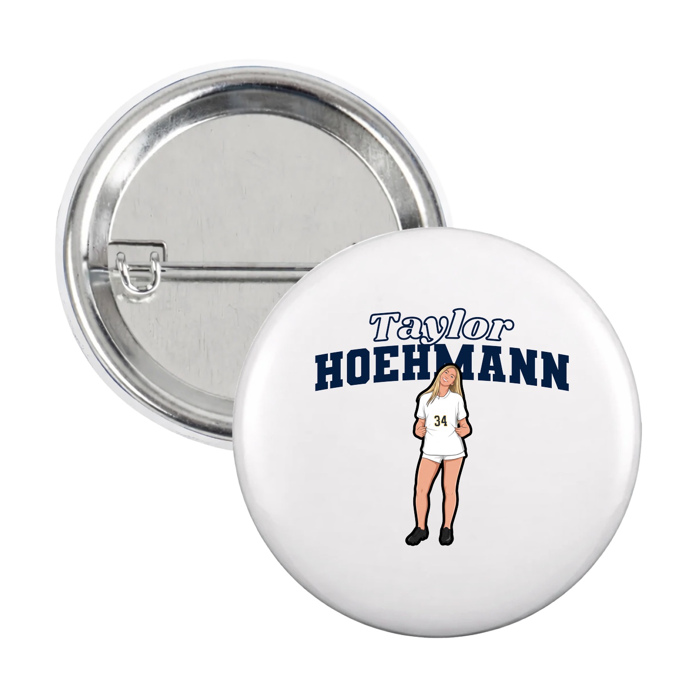 Game Day Button — Name Arch in White