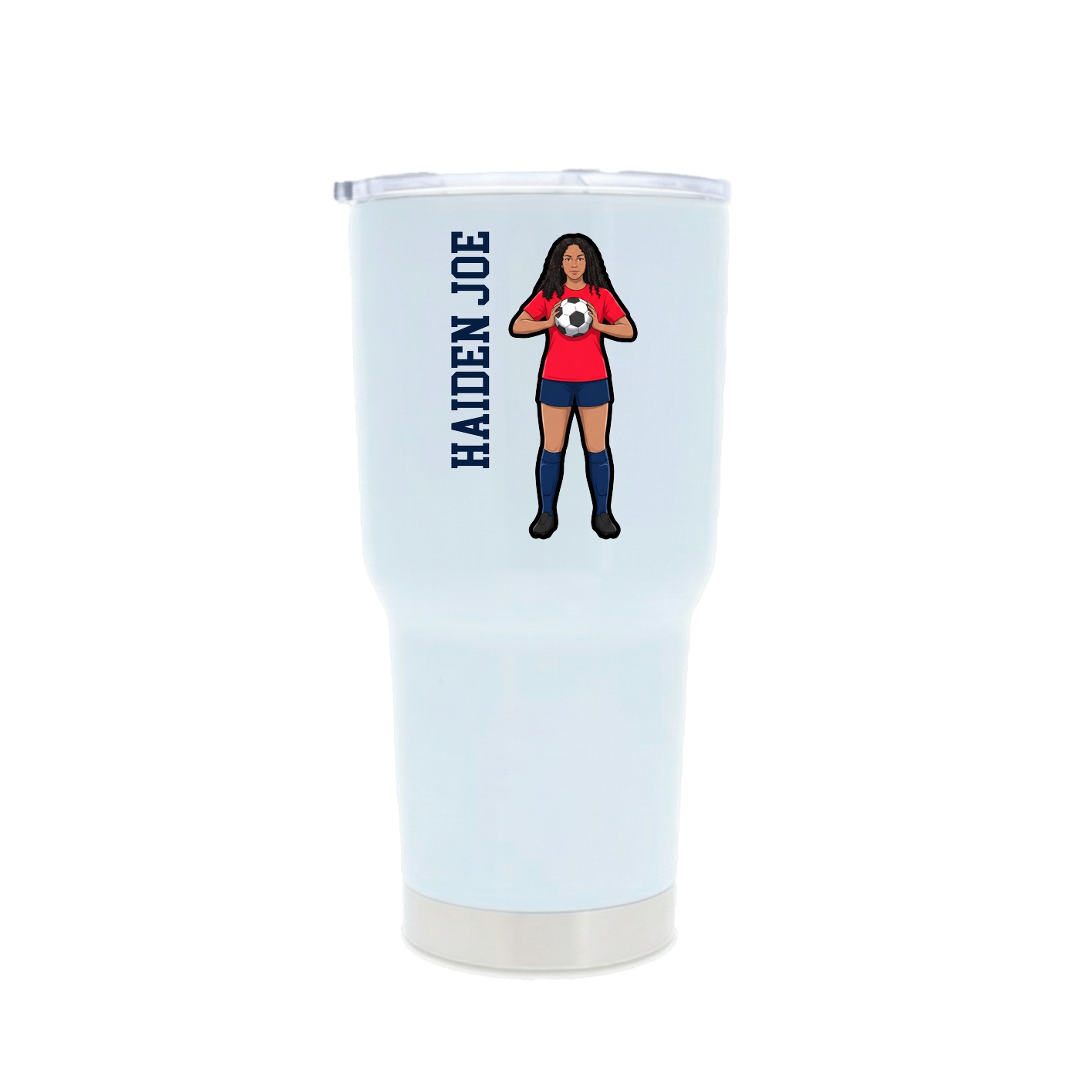 30oz Stainless Steel Tumbler — Name Vertical in White
