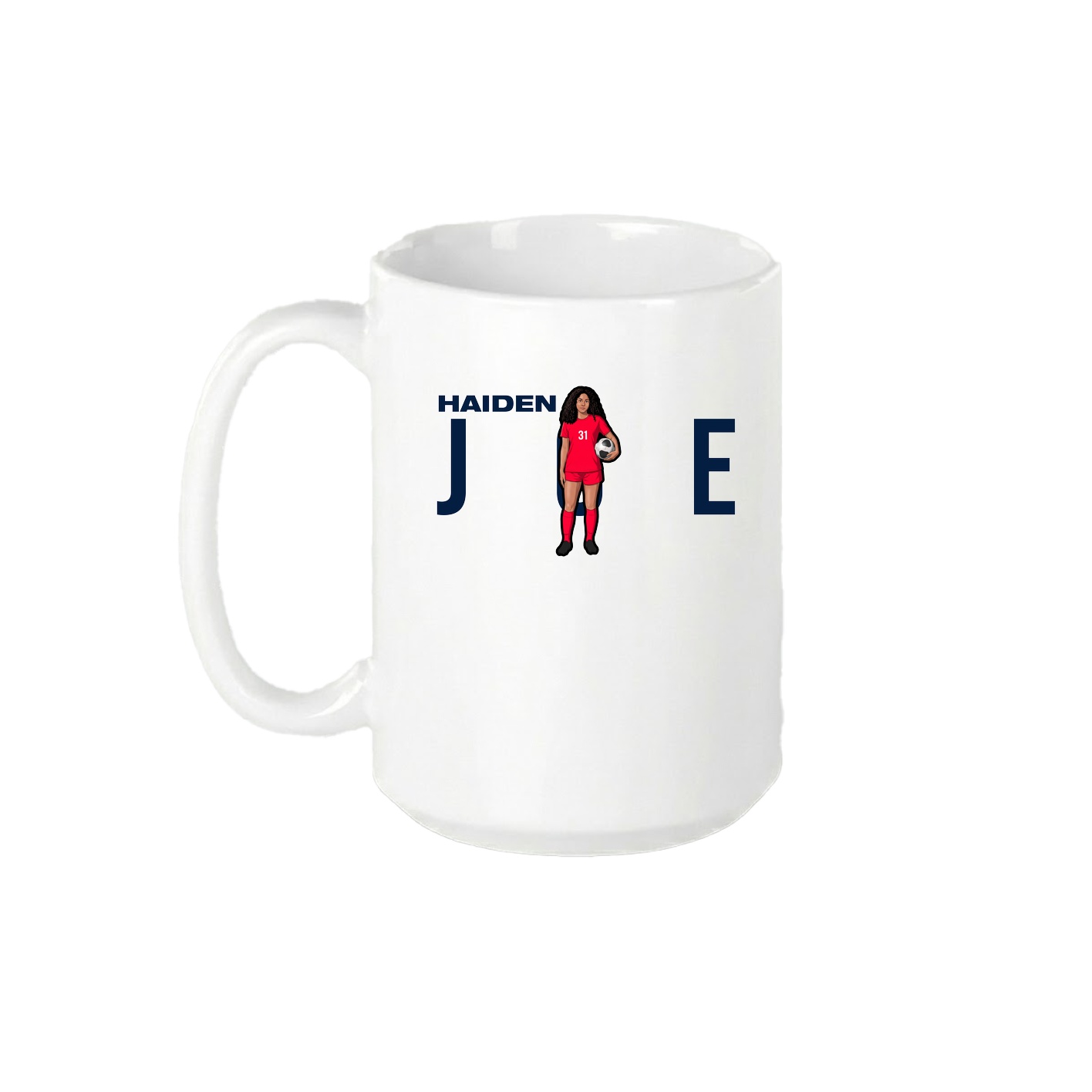 15oz Coffee Mug — Player Name in White