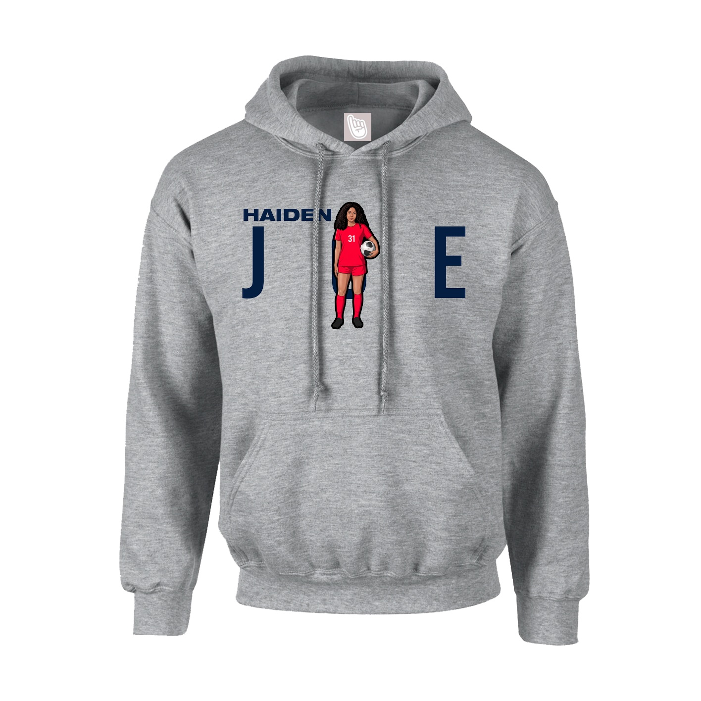 Youth Hoodie — Player Name in Grey