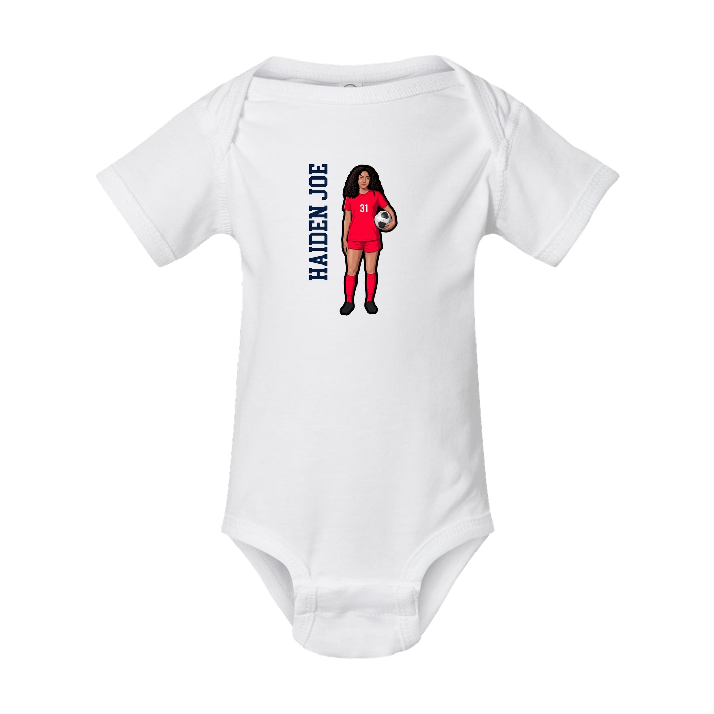 Baby Onesie — Name Vertical in White