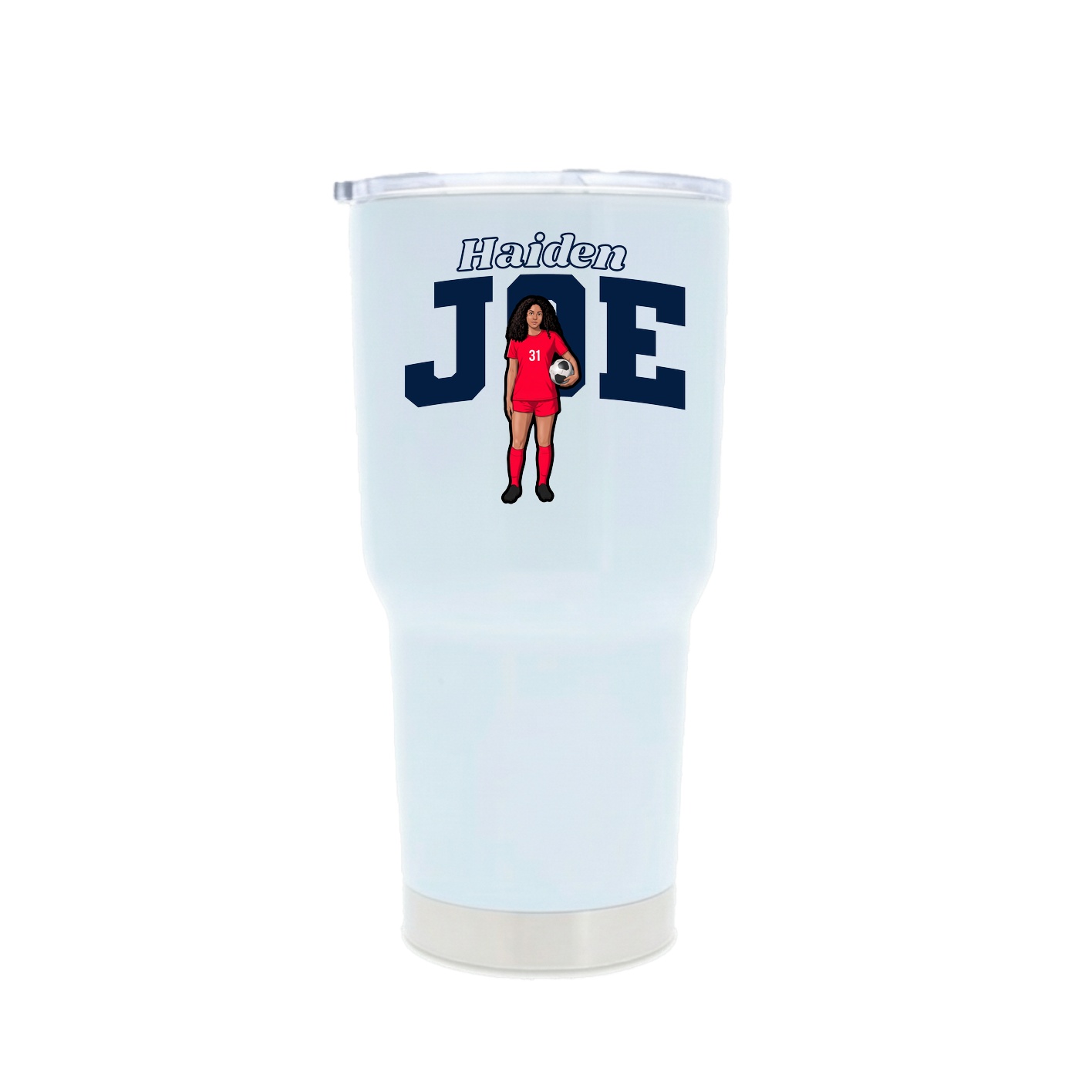30oz Stainless Steel Tumbler — Name Arch in White