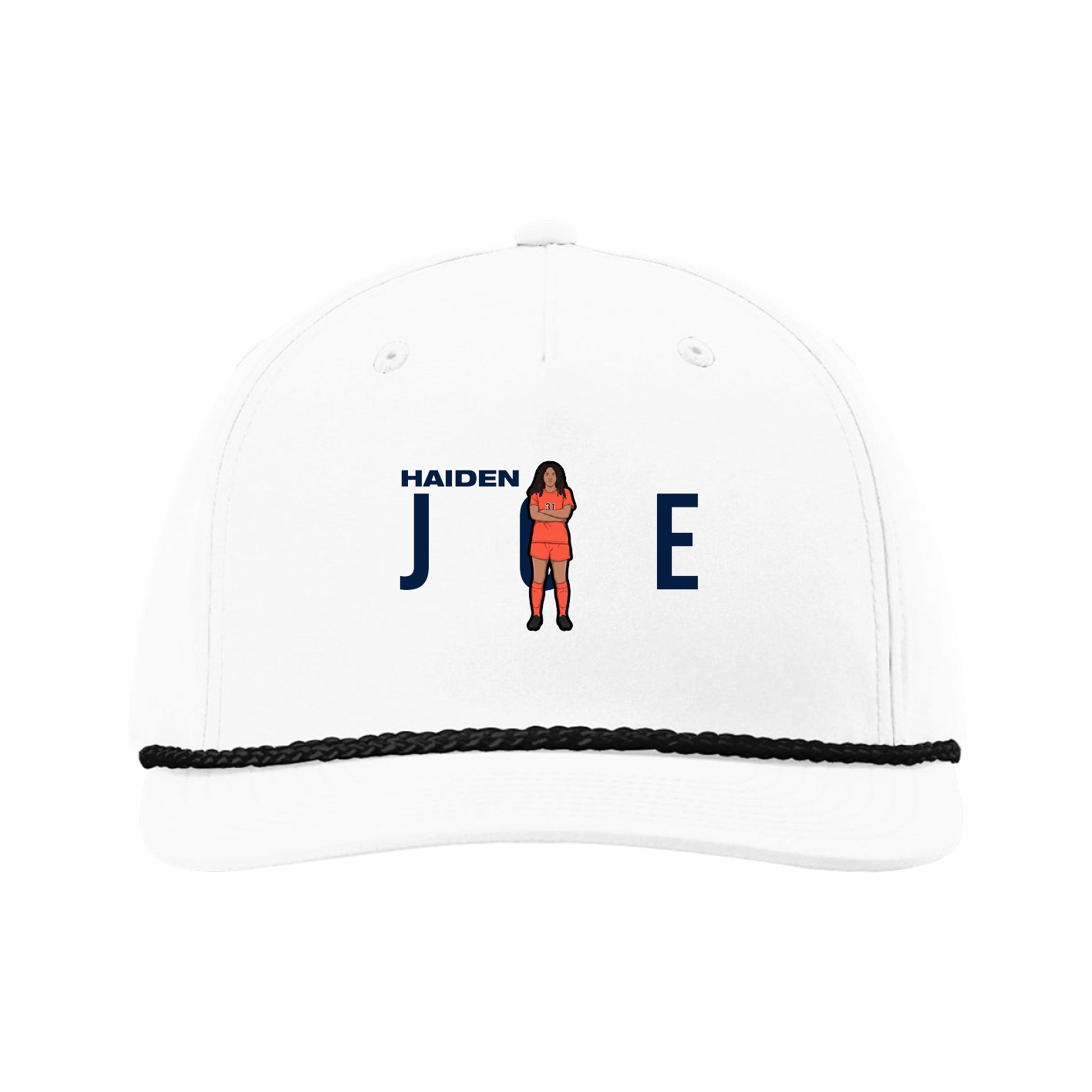 Five-Panel Classic Rope Cap — Player Name in White