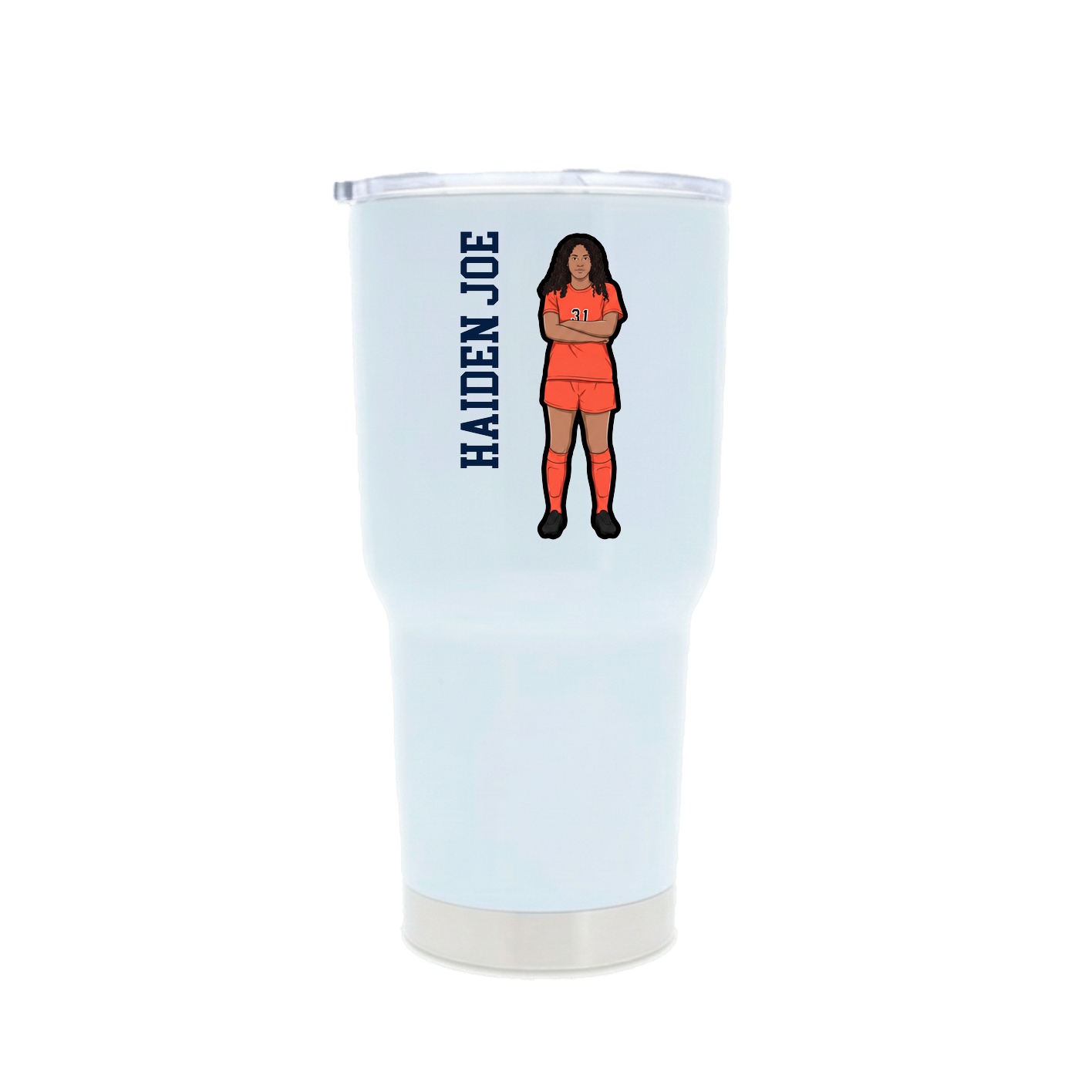 30oz Stainless Steel Tumbler — Name Vertical in White