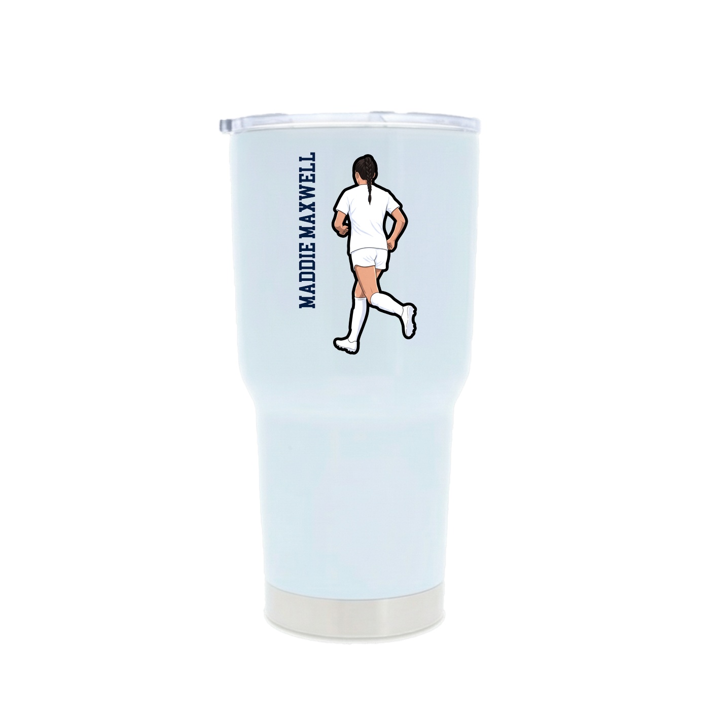 30oz Stainless Steel Tumbler — Name Vertical in White