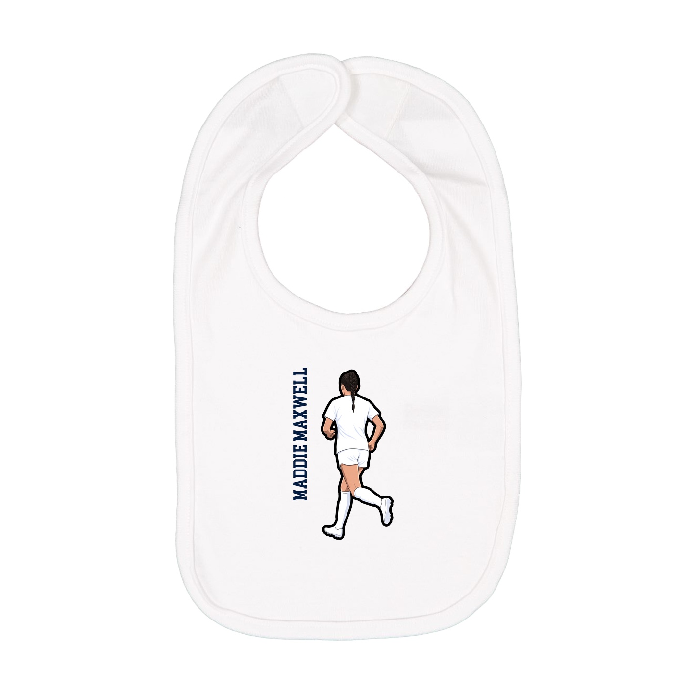 Infant Bib — Name Vertical in White