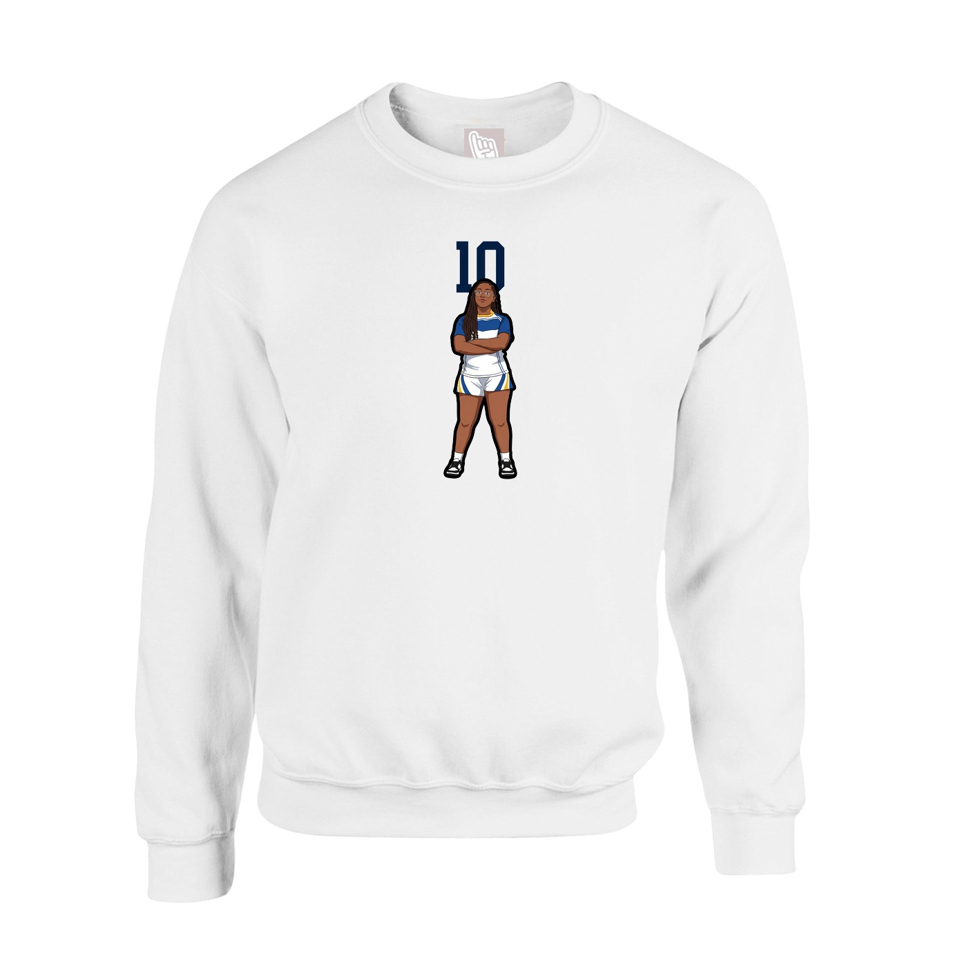 Fleece Crew — Number Top in White