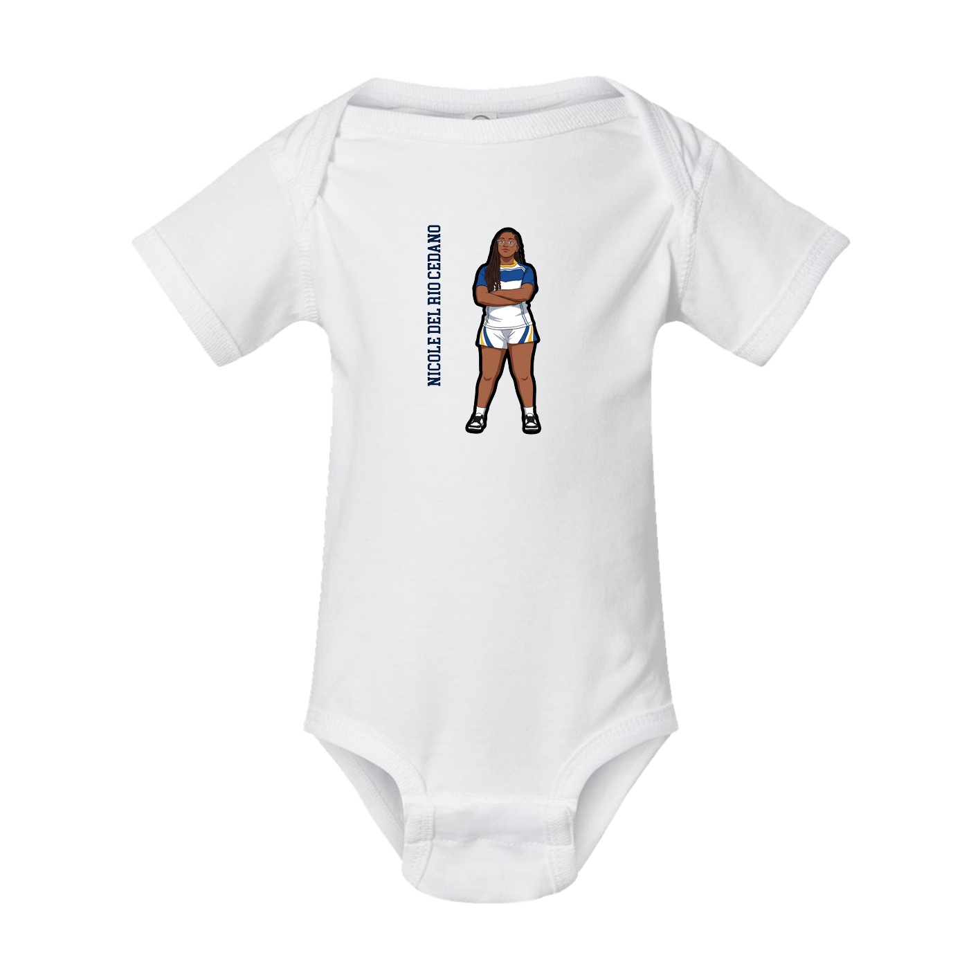 Baby Onesie — Name Vertical in White