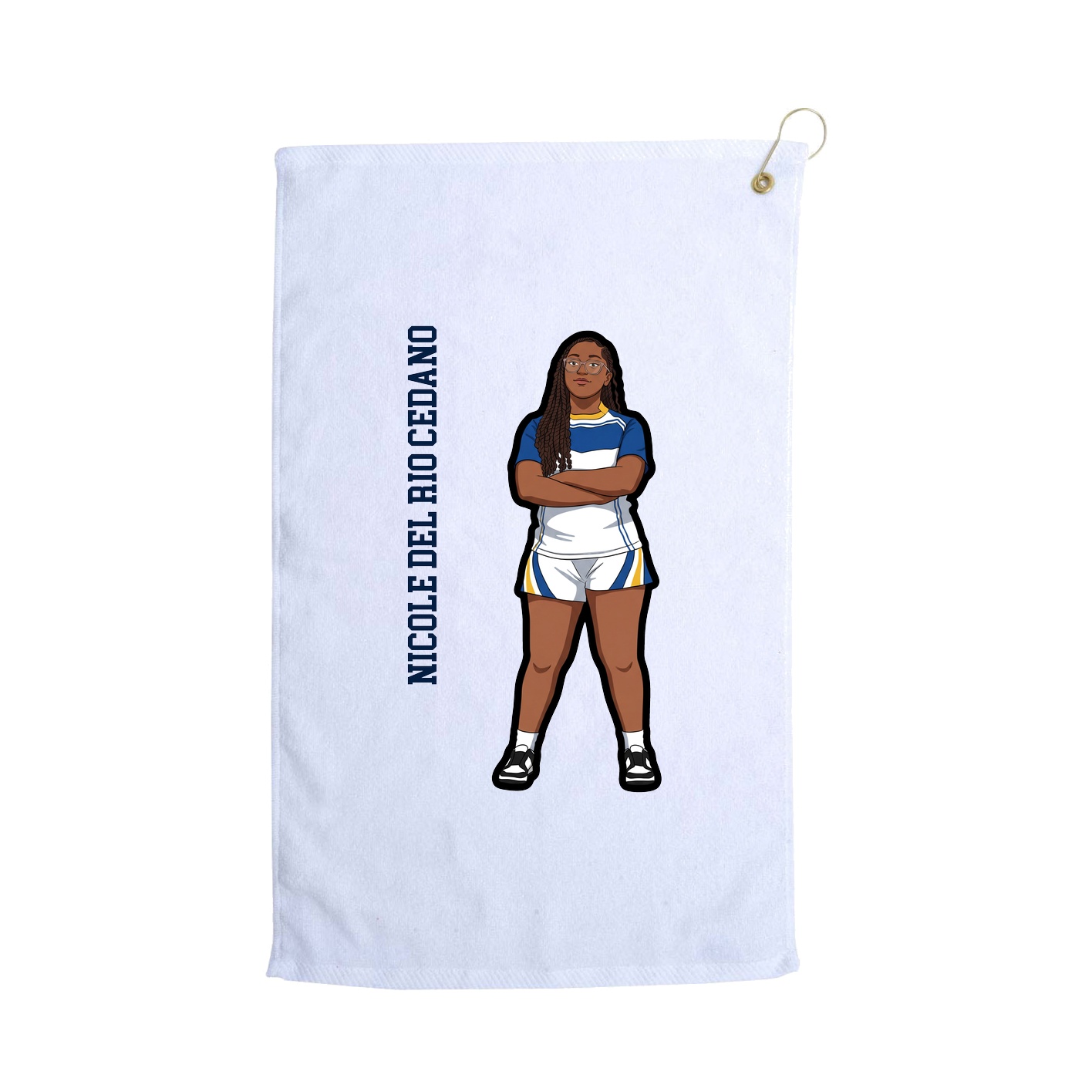 Golf Towel — Name Vertical in White
