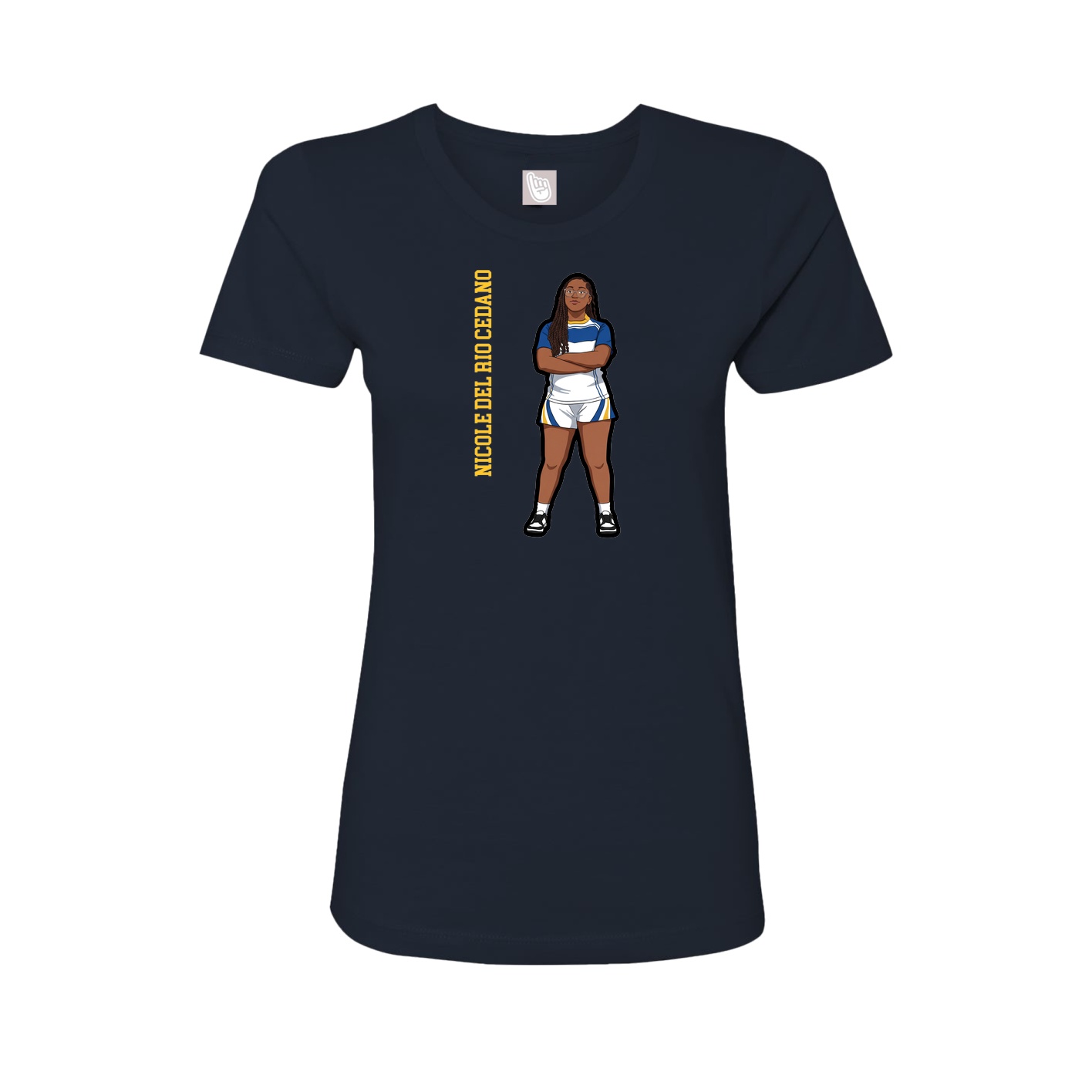 Fitted Women's Tee — Name Vertical in Navy