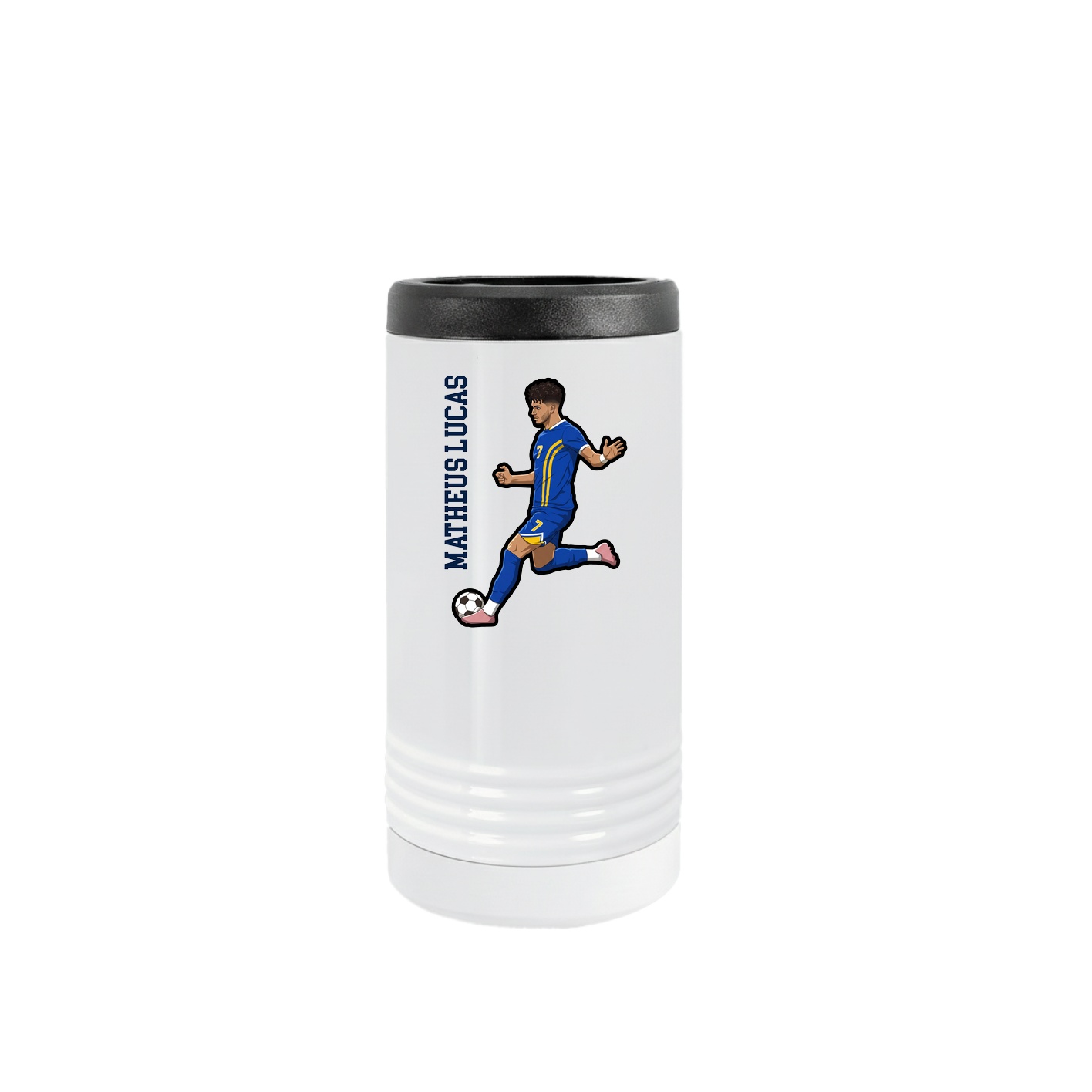 Slim Beverage Holder — Name Vertical in White