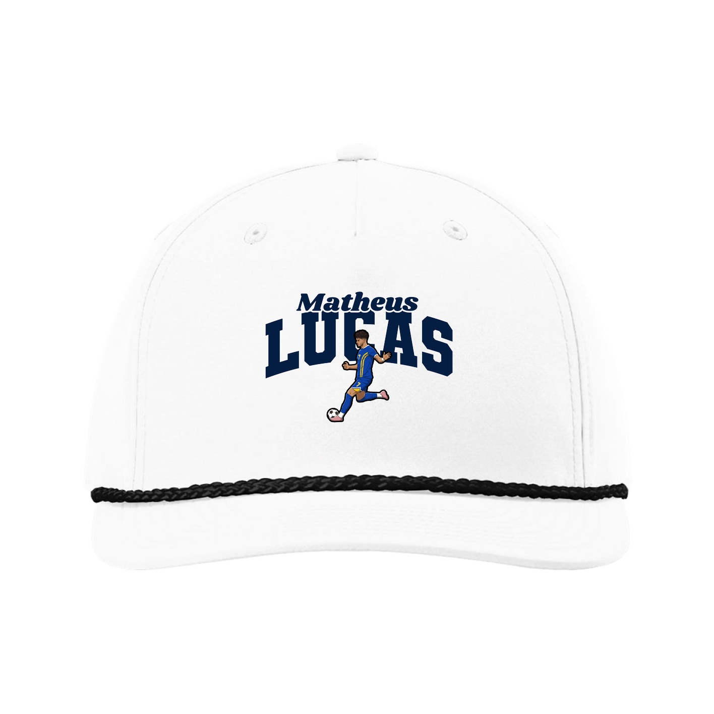 Five-Panel Classic Rope Cap — Signature Arch in White