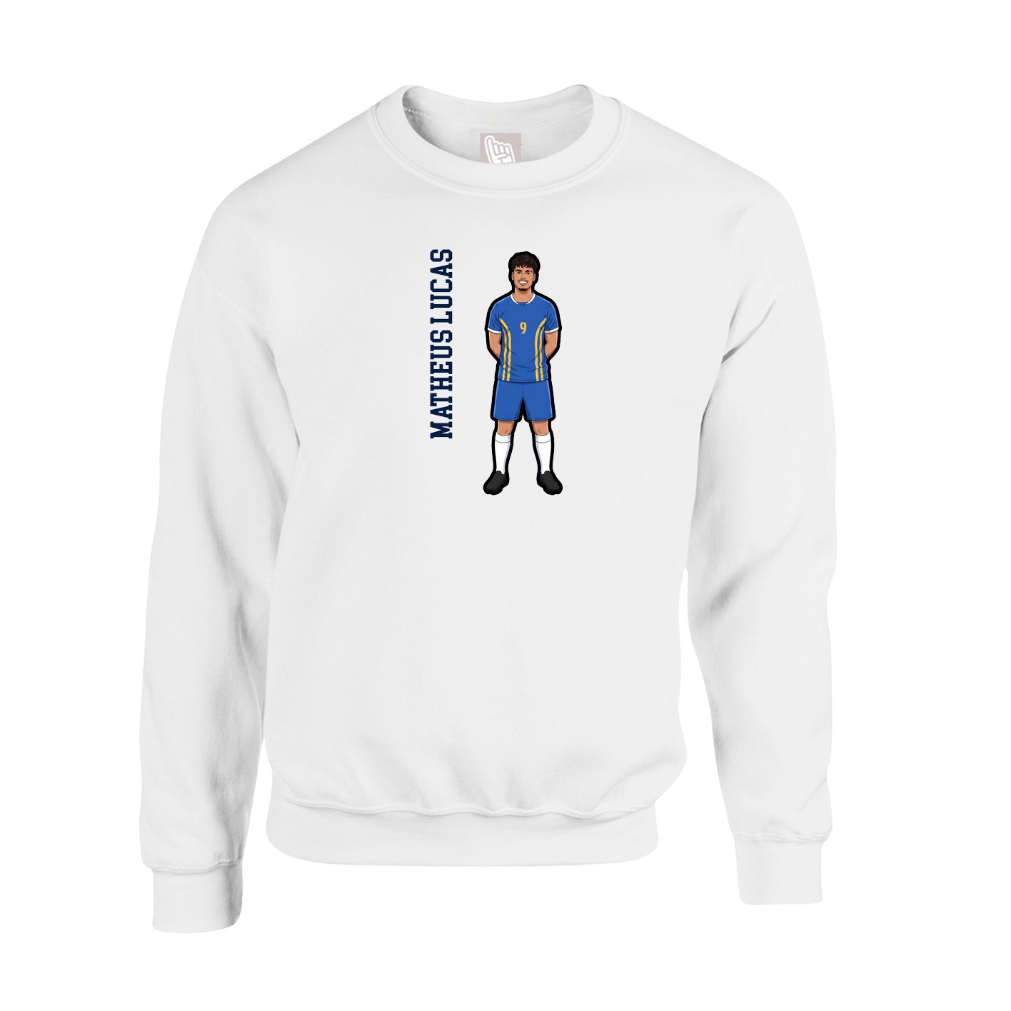 Fleece Crew — Name Vertical in White