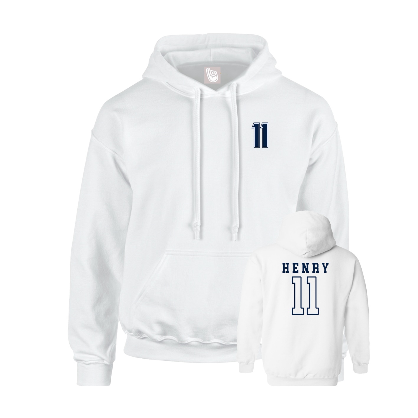 Youth Hoodie — Chest Back in White
