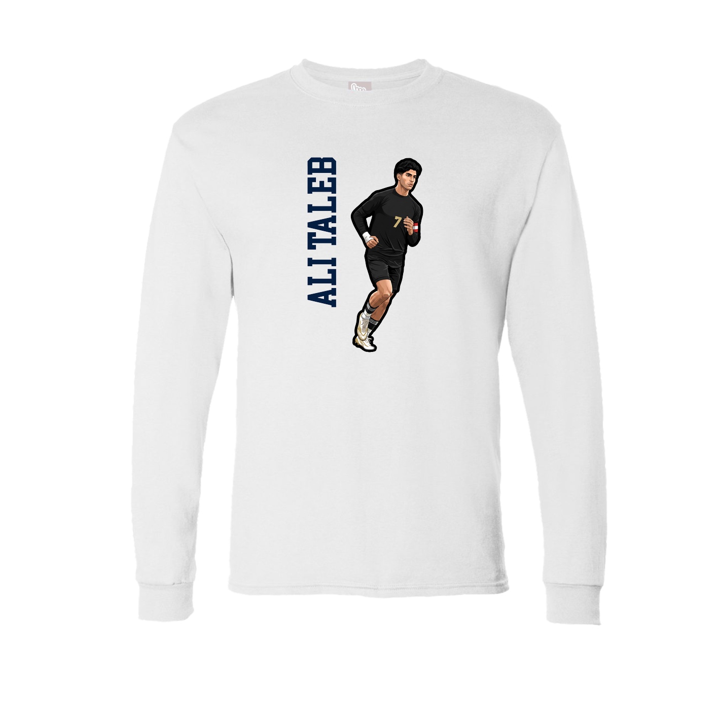 Long Sleeve Tee — Name Vertical in White