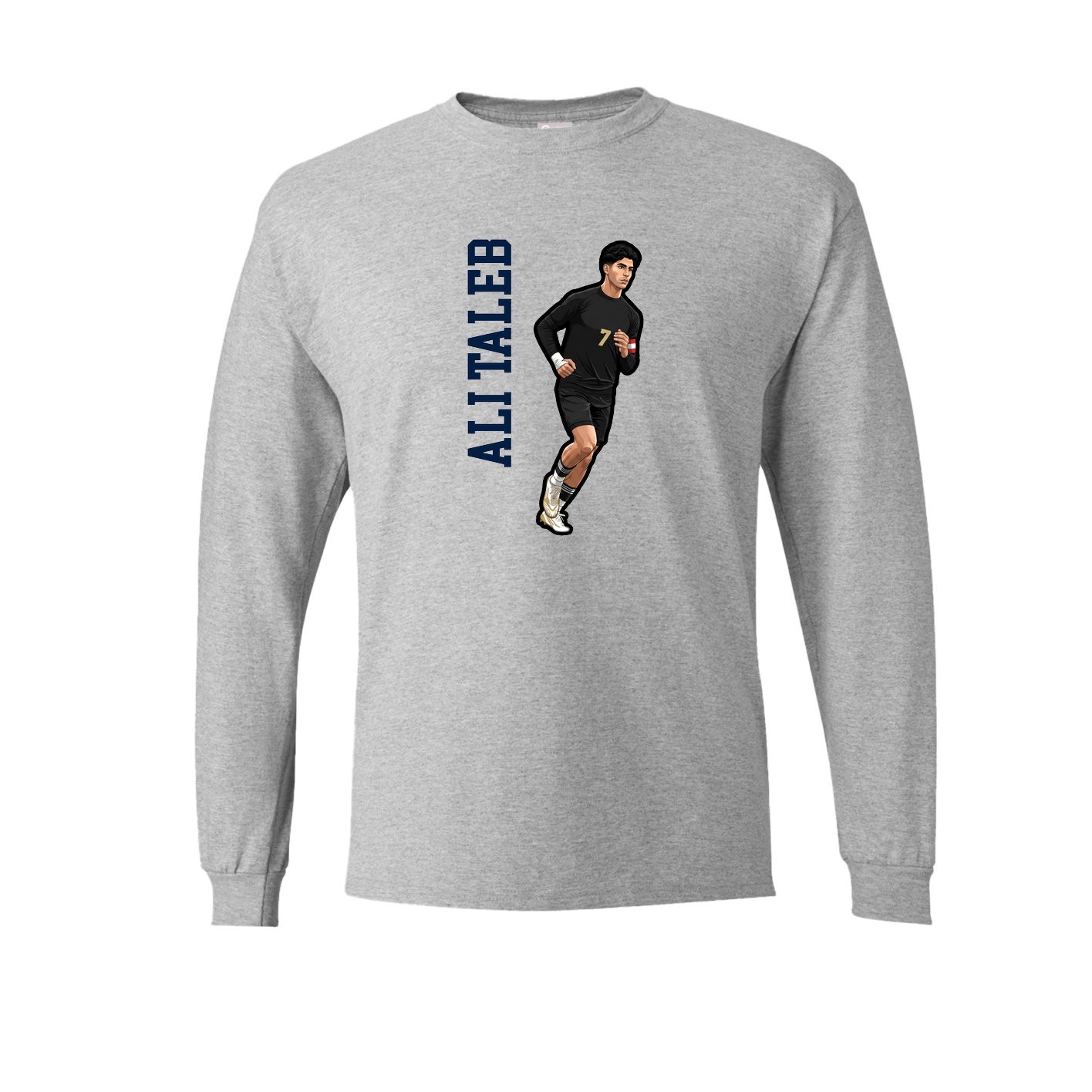 Long Sleeve Tee — Name Vertical in Grey