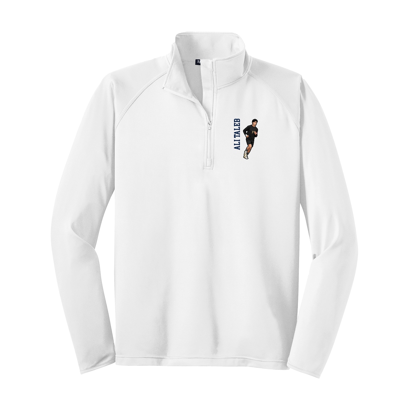 Q-Zip Pullover — Name Vertical in White