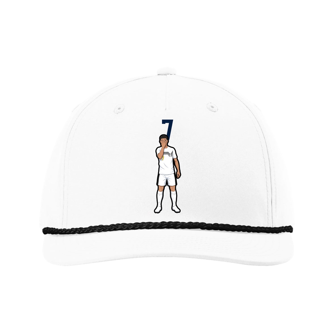 Five-Panel Classic Rope Cap — Number Top in White