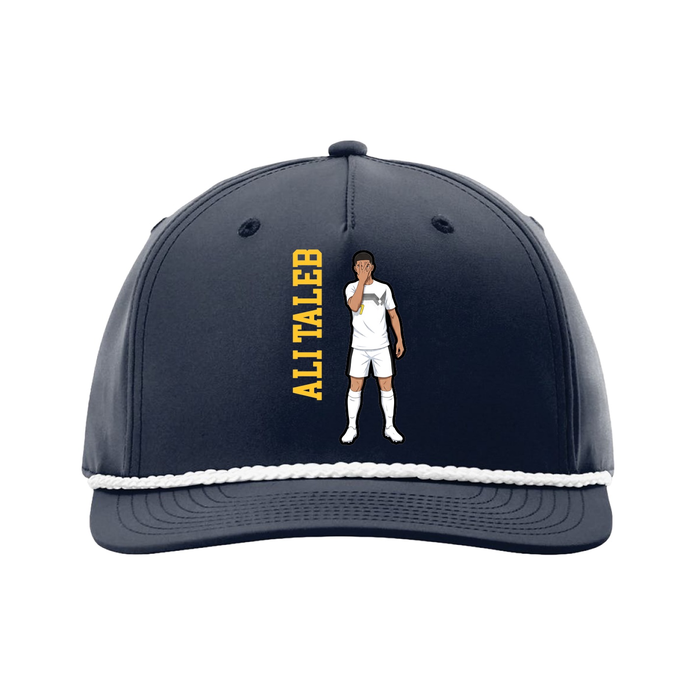 Five-Panel Classic Rope Cap — Name Vertical in Navy