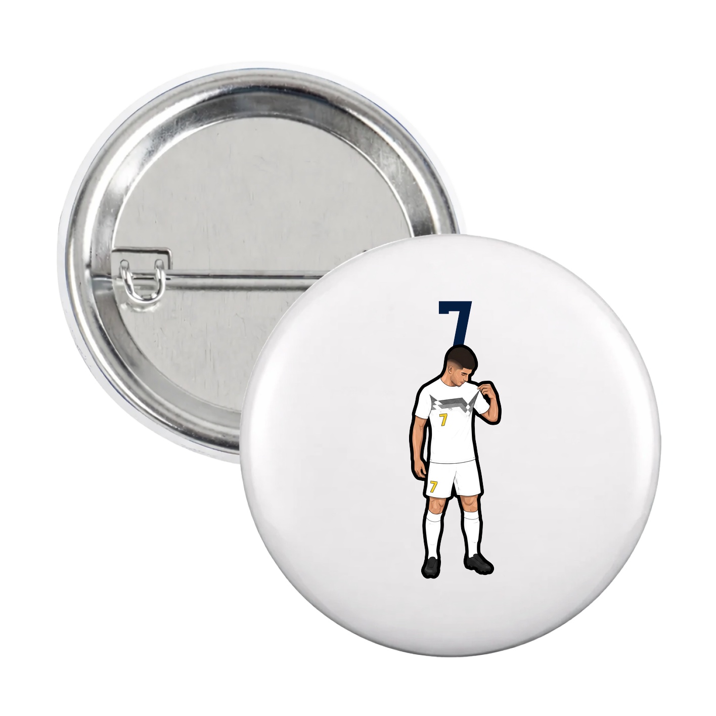 Game Day Button — Number Top in White