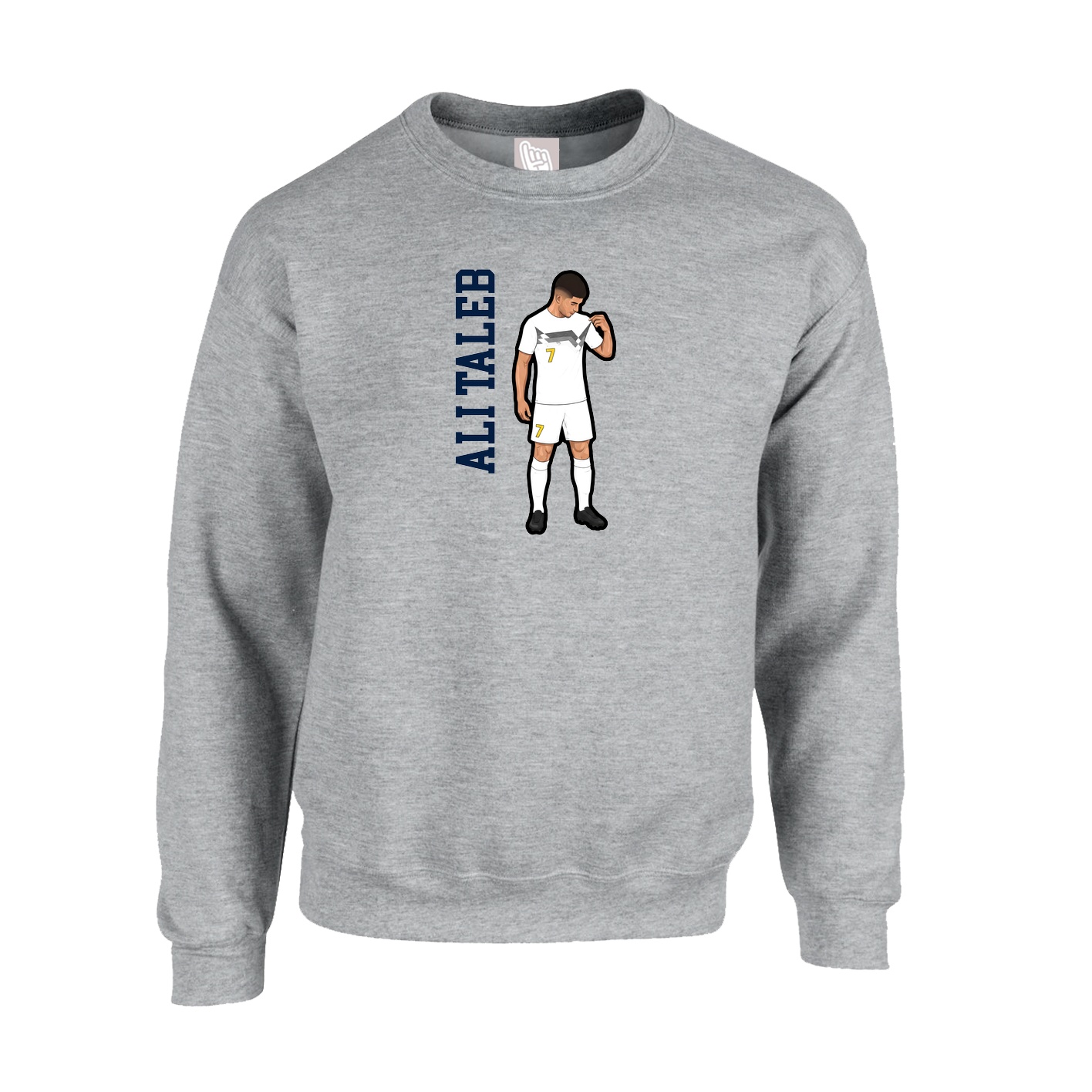 Fleece Crew — Name Vertical in Grey