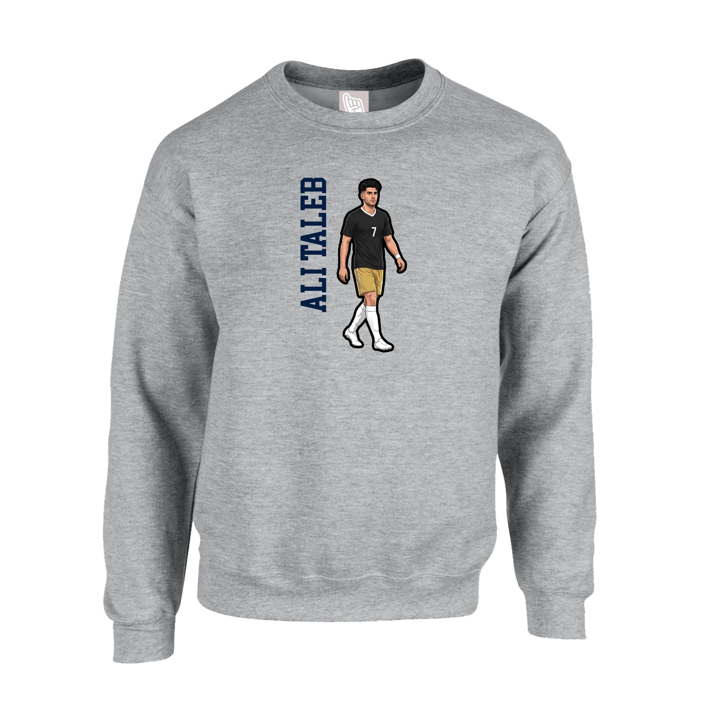Fleece Crew — Name Vertical in Grey