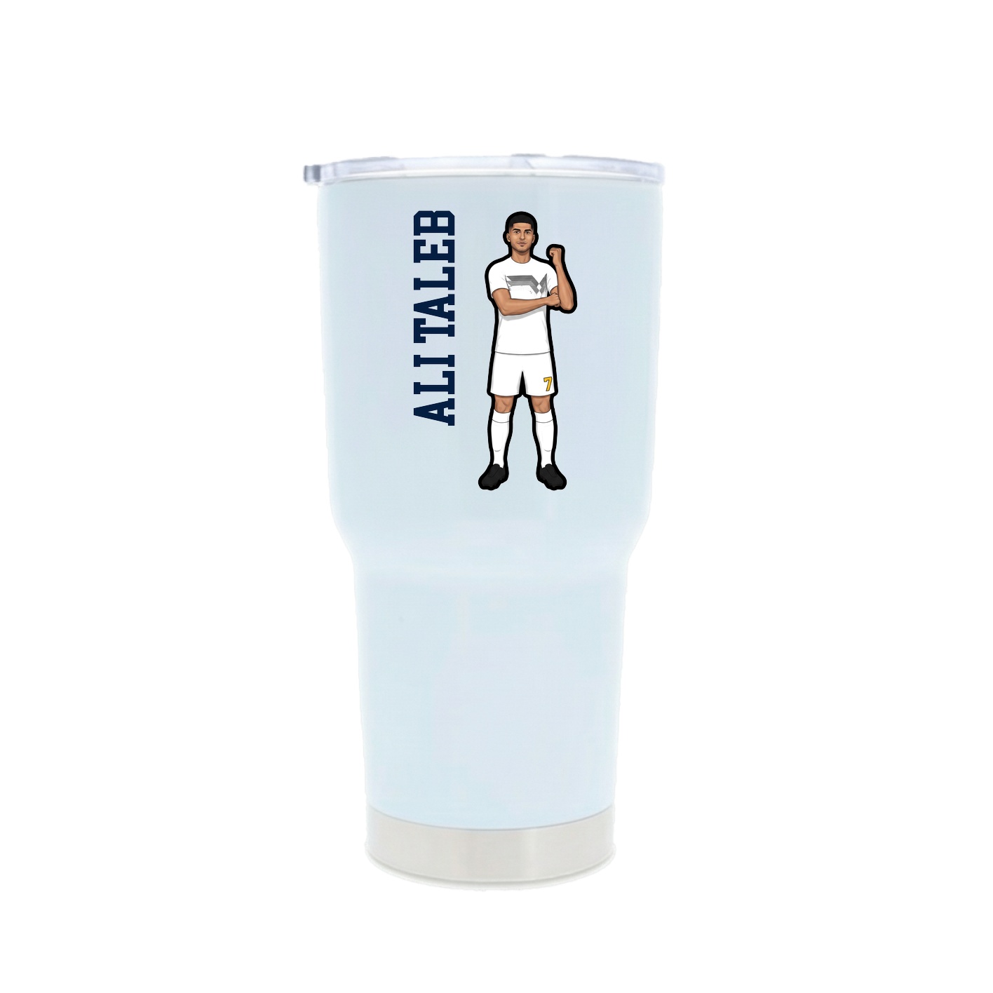 30oz Stainless Steel Tumbler — Name Vertical in White