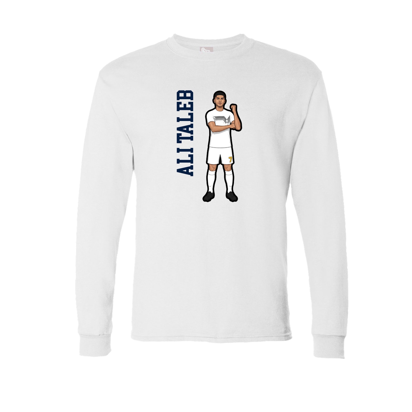 Long Sleeve Tee — Name Vertical in White