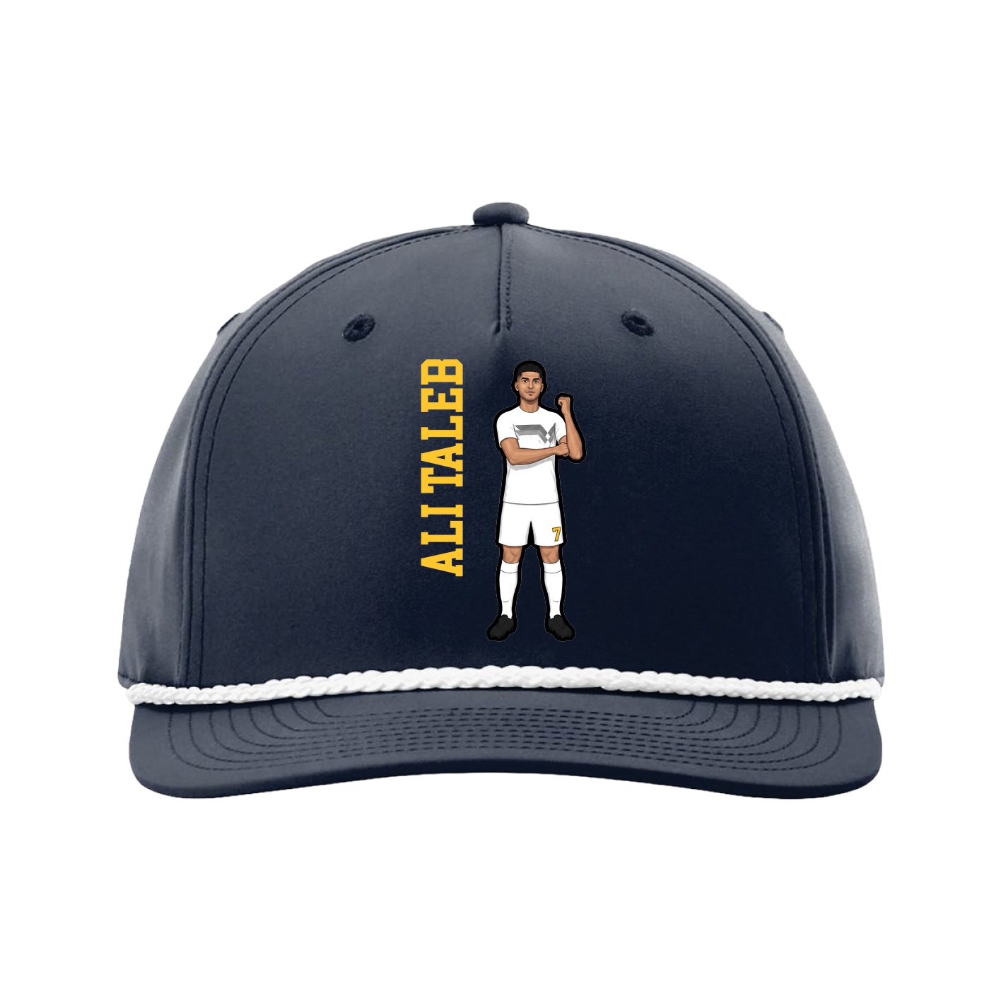 Five-Panel Classic Rope Cap — Name Vertical in Navy