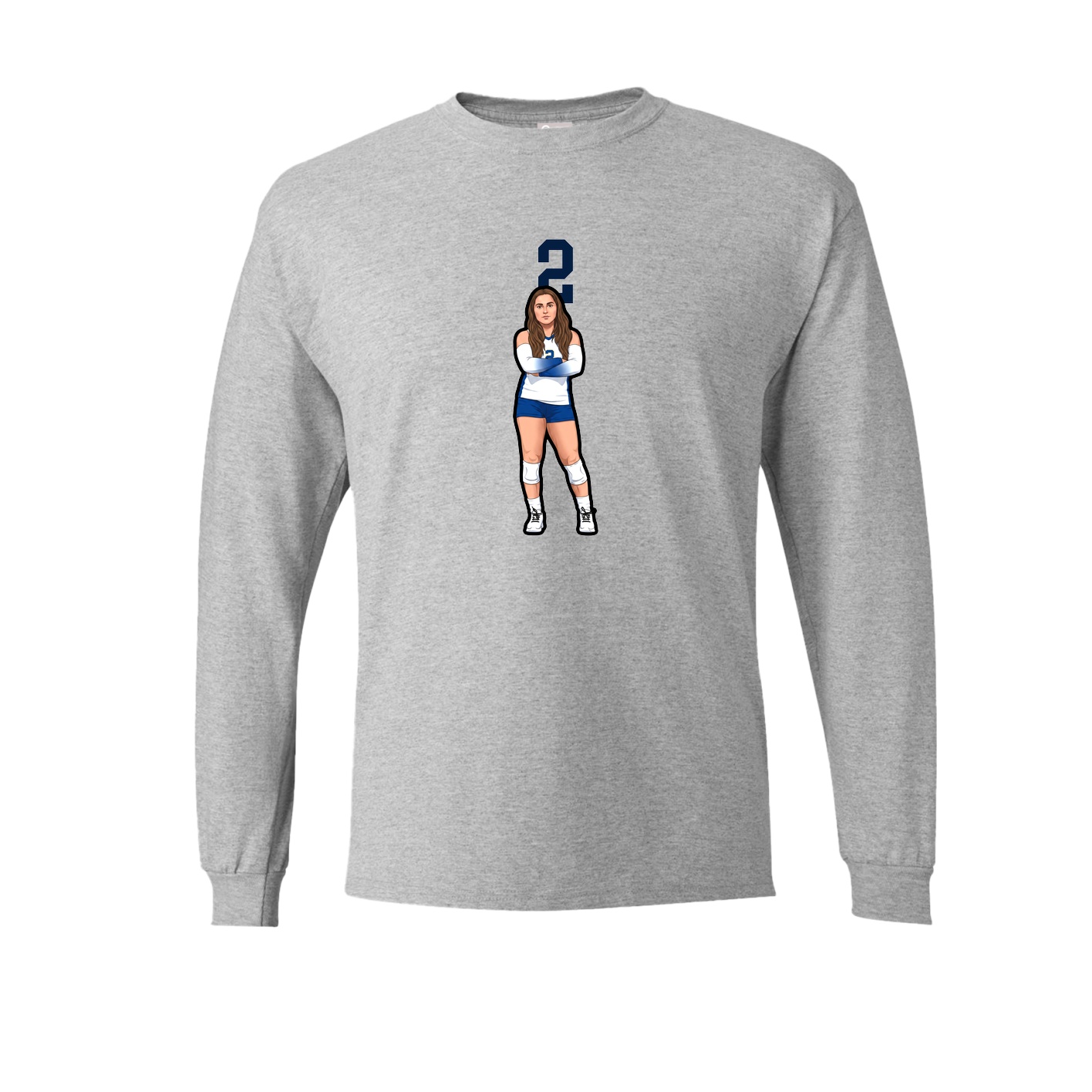 Long Sleeve Tee — Number Top in Grey