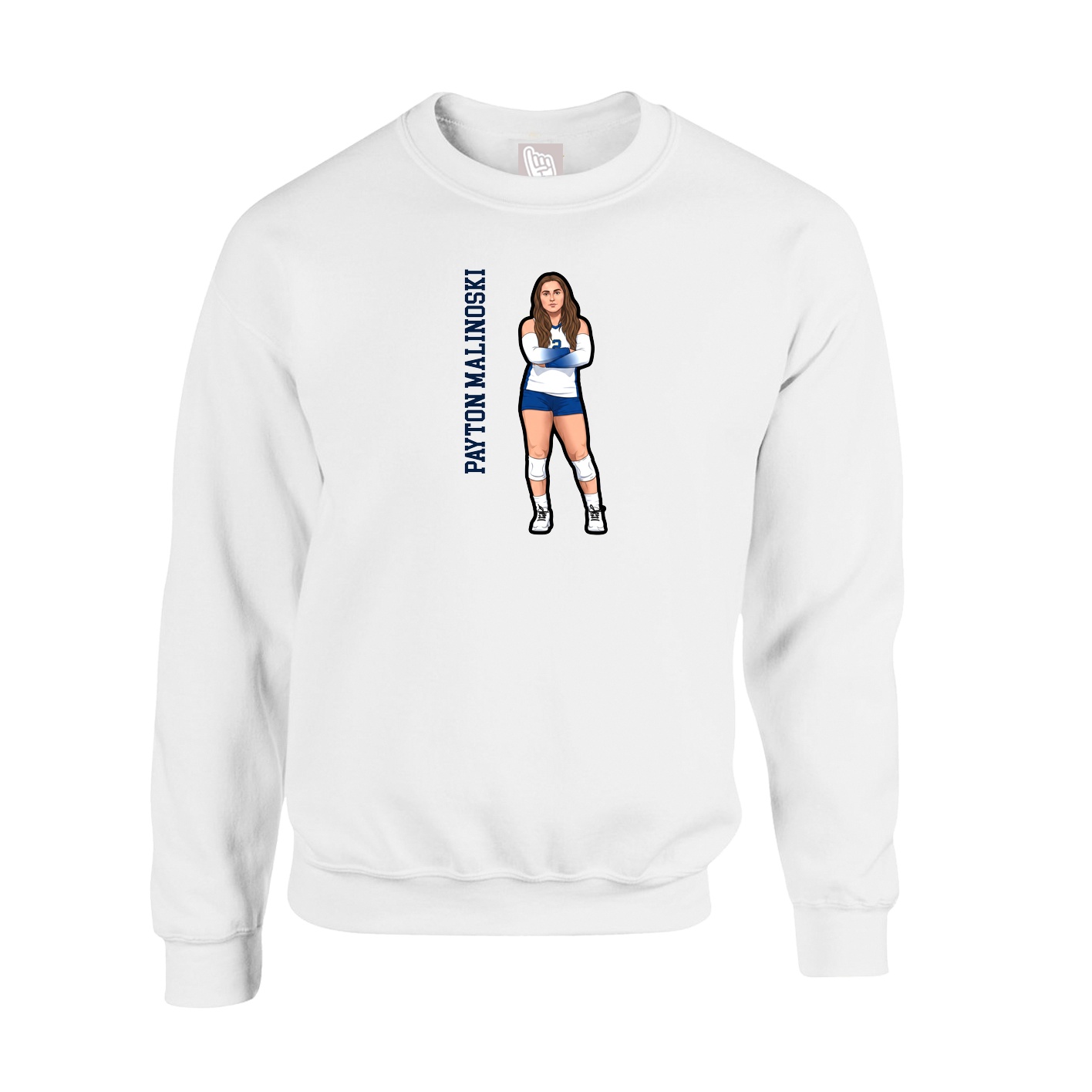 Fleece Crew — Name Vertical in White