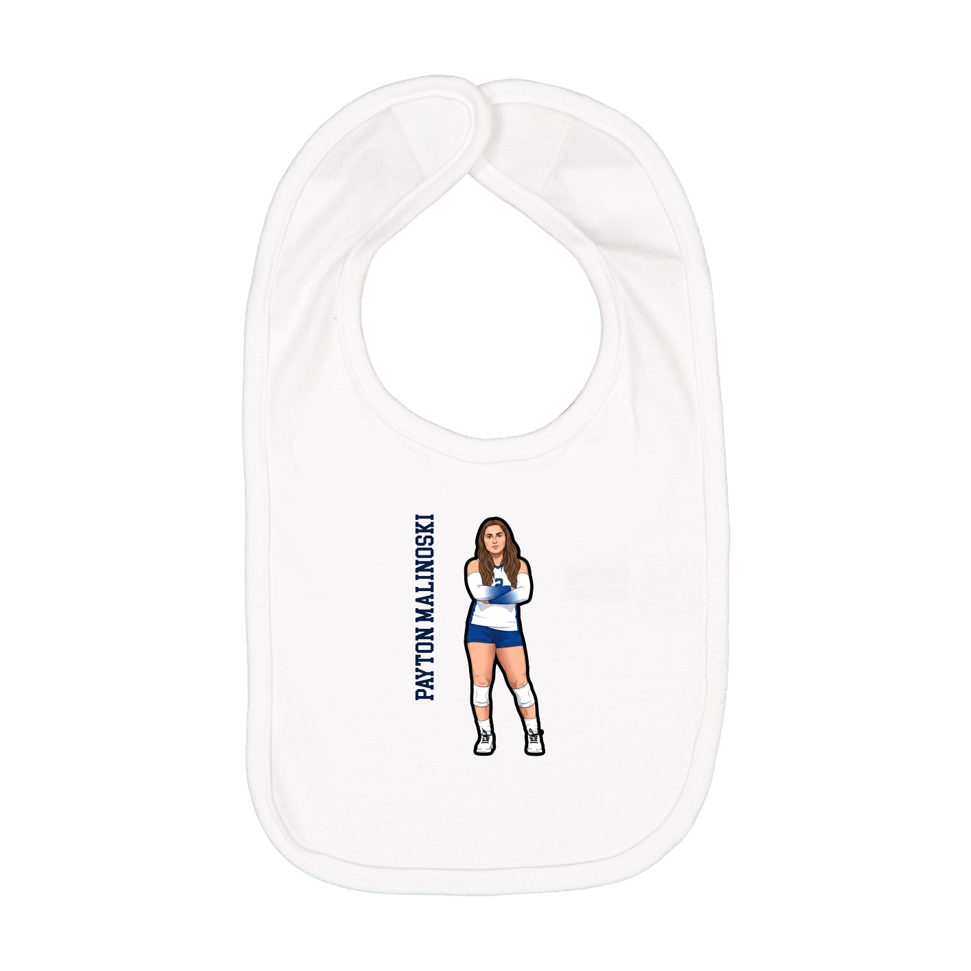 Infant Bib — Name Vertical in White