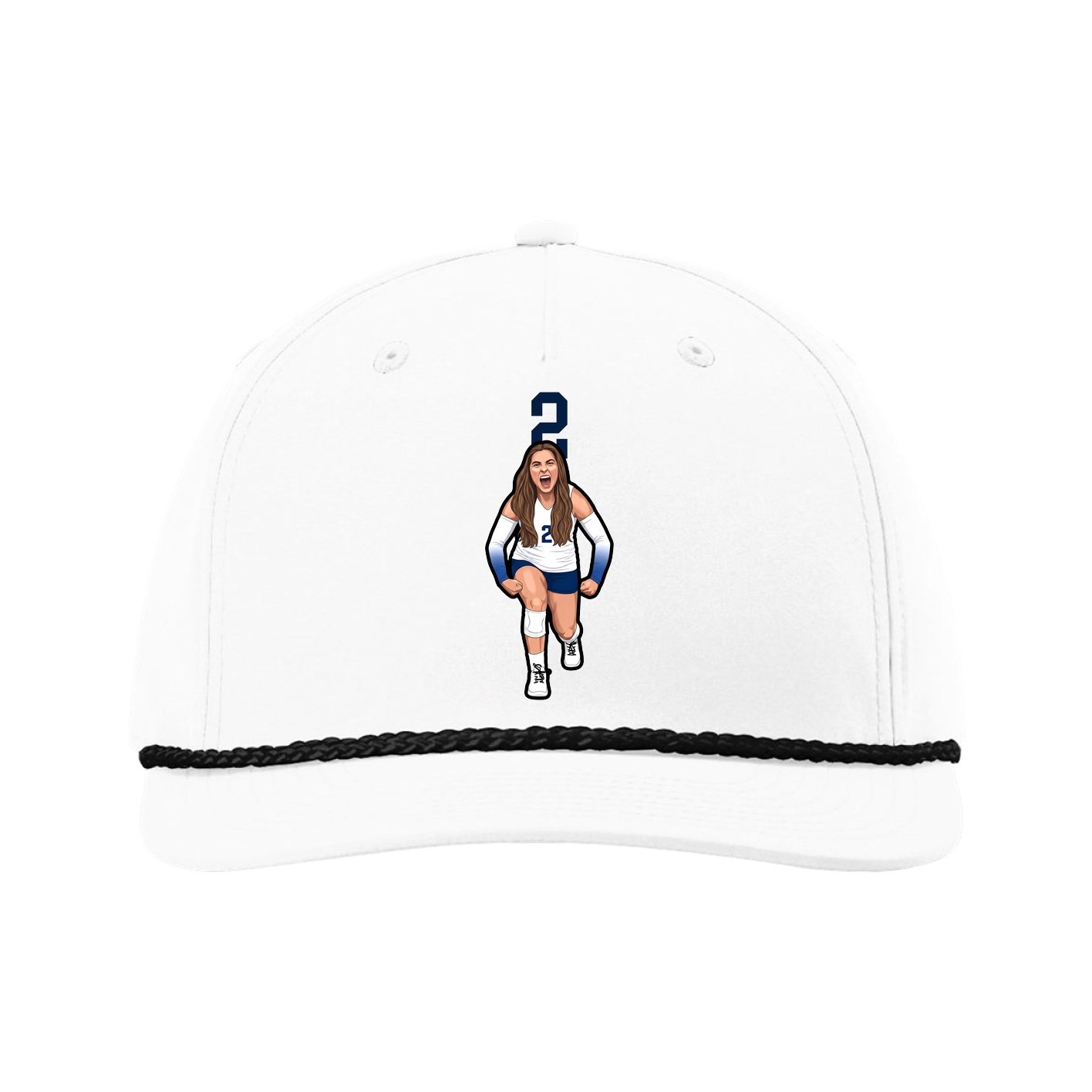 Five-Panel Classic Rope Cap — Number Top in White