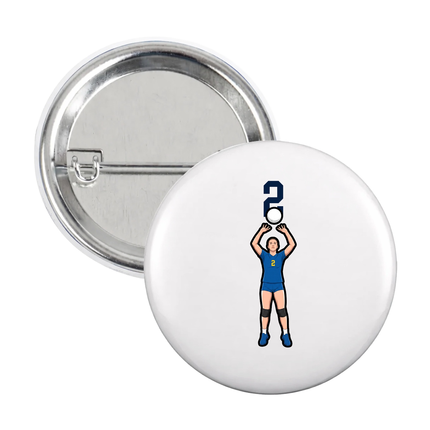 Game Day Button — Number Top in White